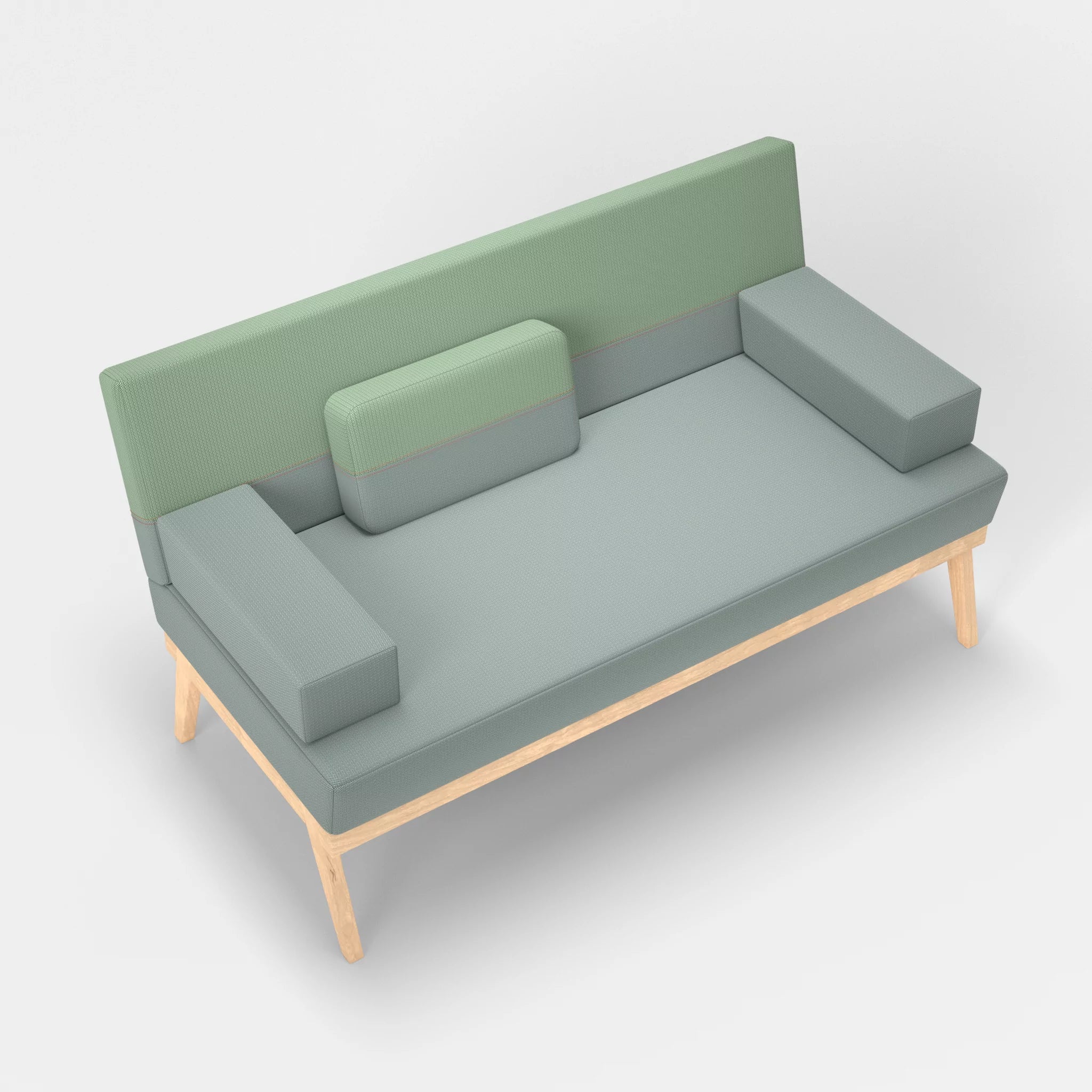 2er Sitzsofa Bauz credolake-credoaloe in Graublau und Hellgrün von oben