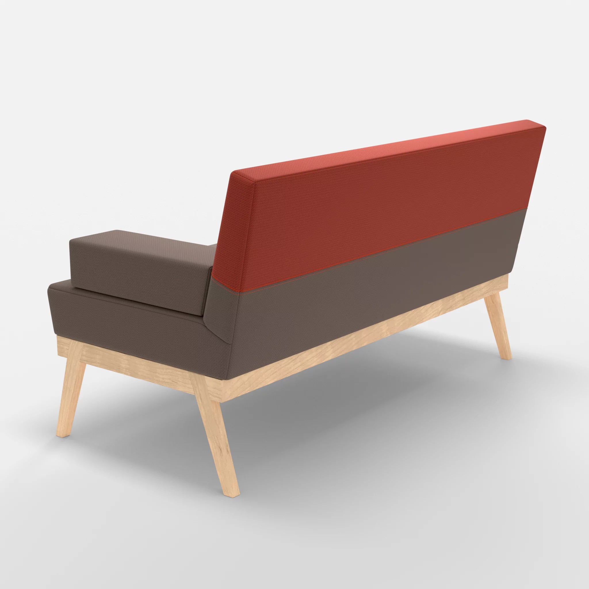 2er Sitzsofa Bauz credowalnut-credolampion in Dunkelgrau und Rot von hinten