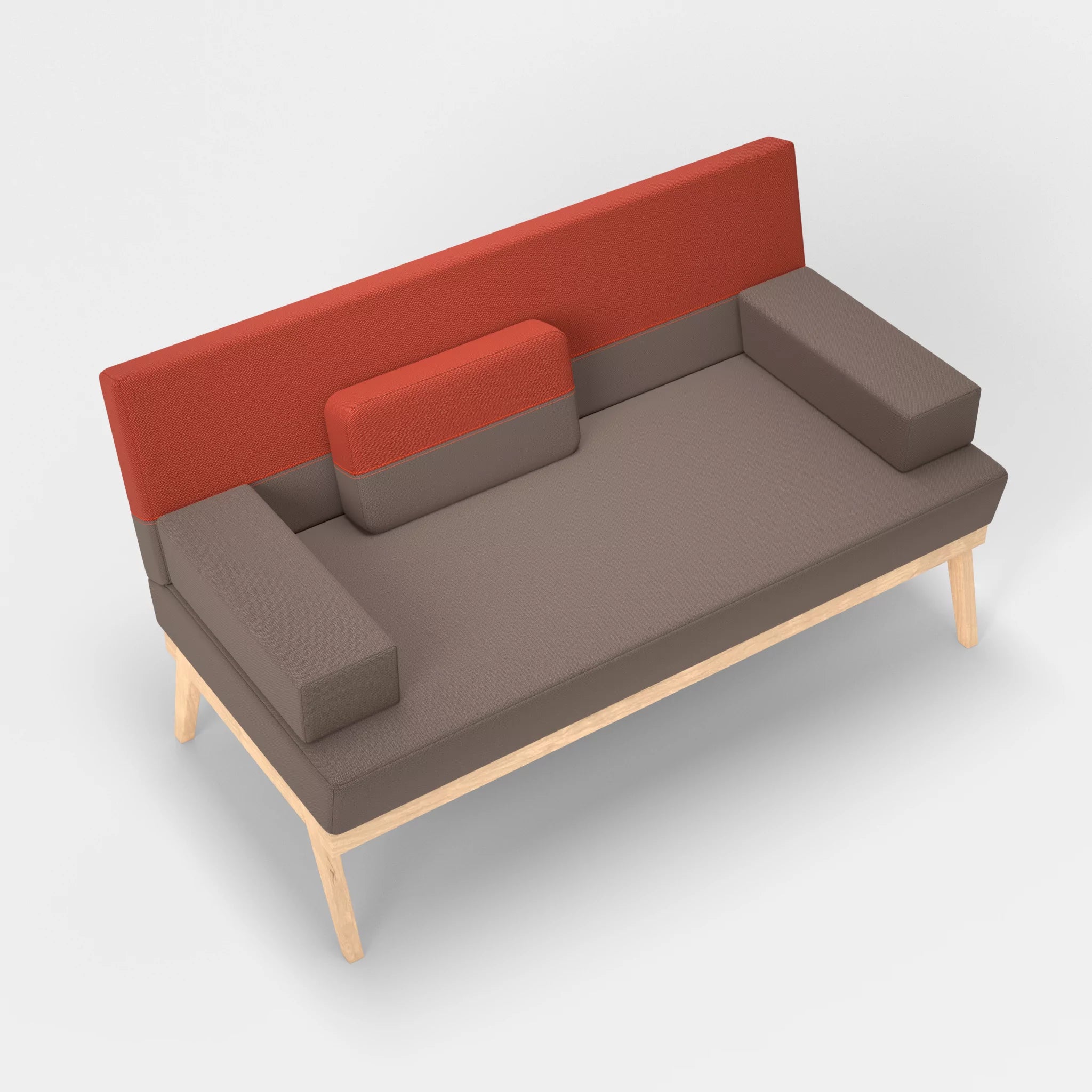 2er Sitzsofa Bauz credowalnut-credolampion in Dunkelgrau und Rot von oben