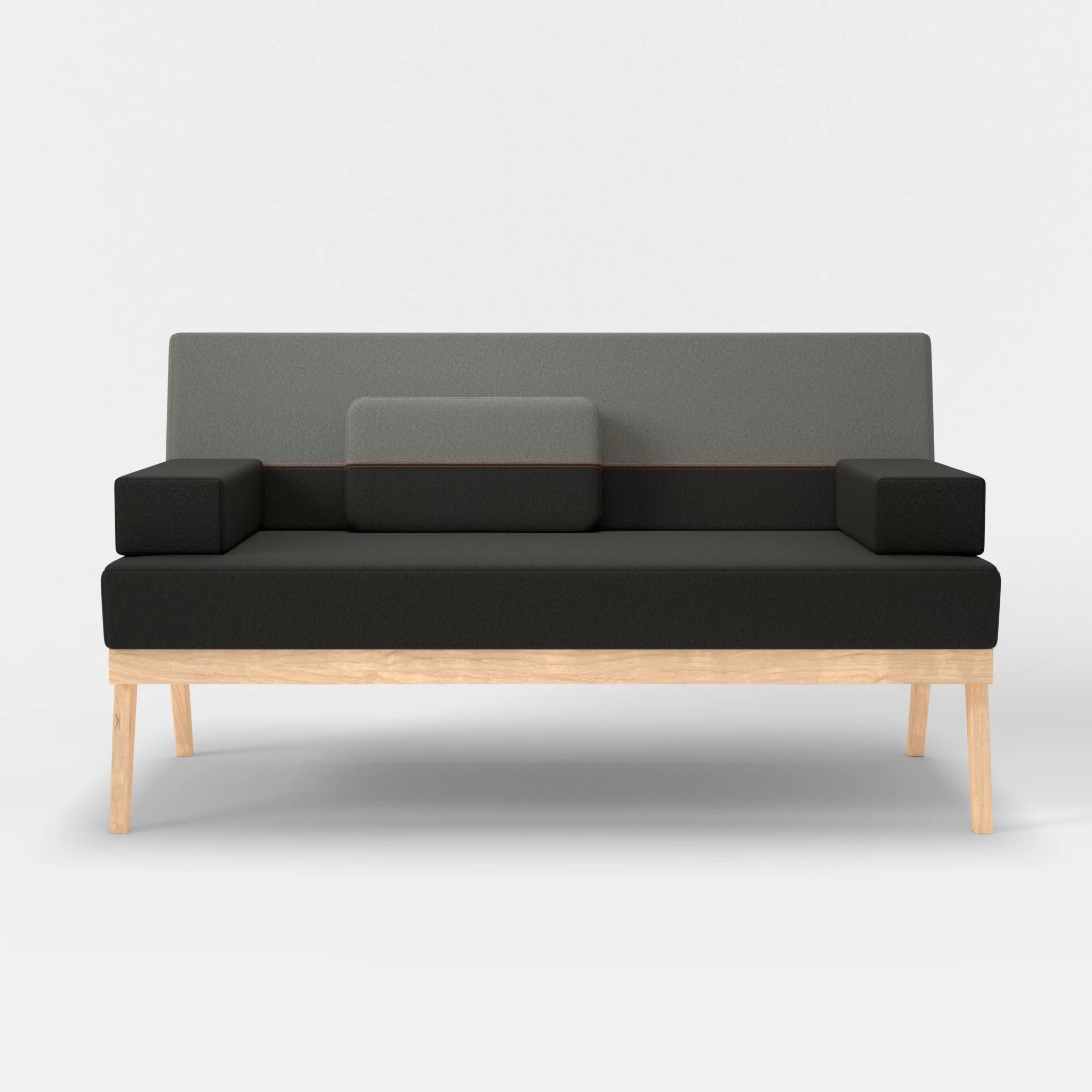 2er Sitzsofa Bauz dama0002-dama0003 in Anthrazit und Mittelgrau von vorne