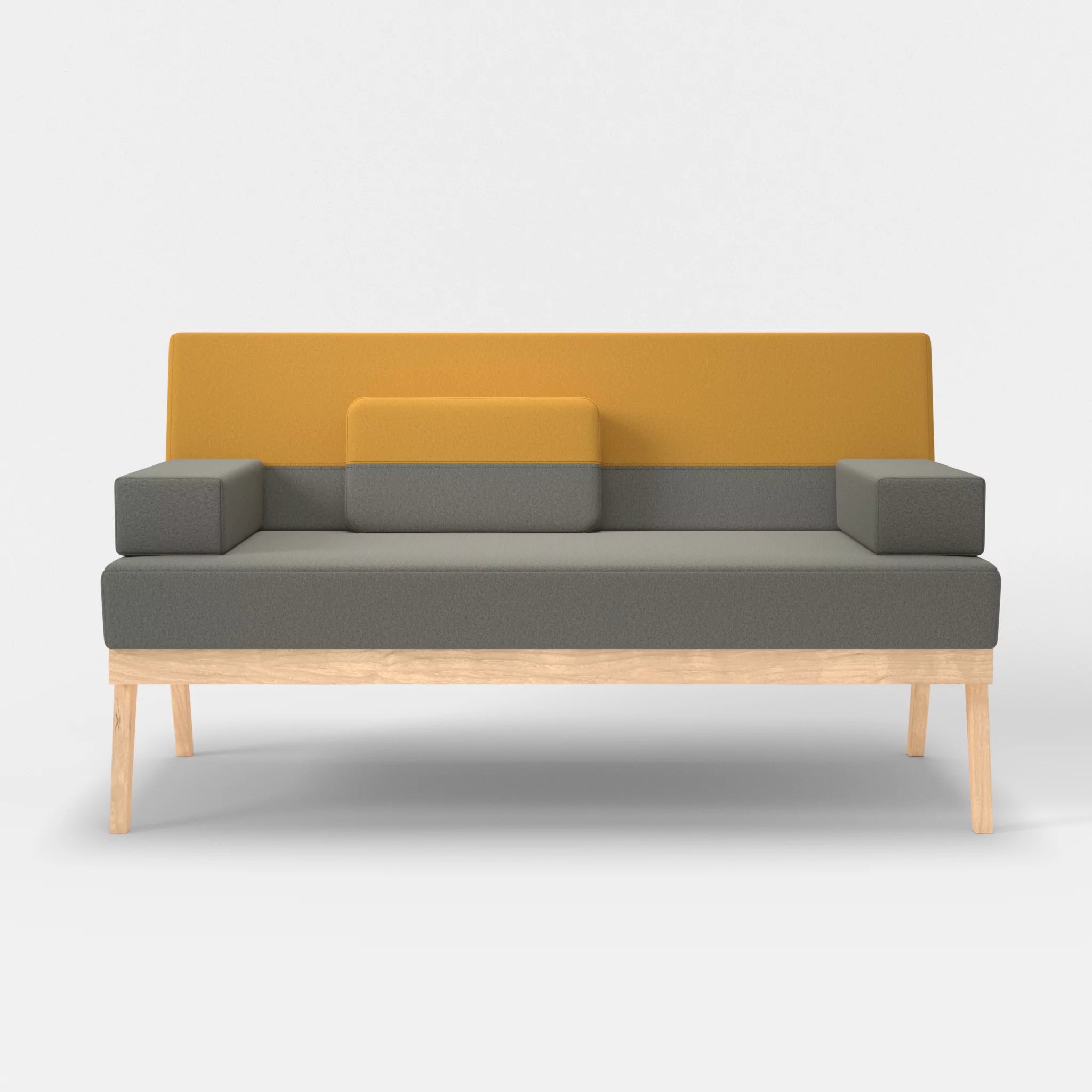 2er Sitzsofa Bauz dama0003-dama0081 in Mittelgrau und Curry von vorne