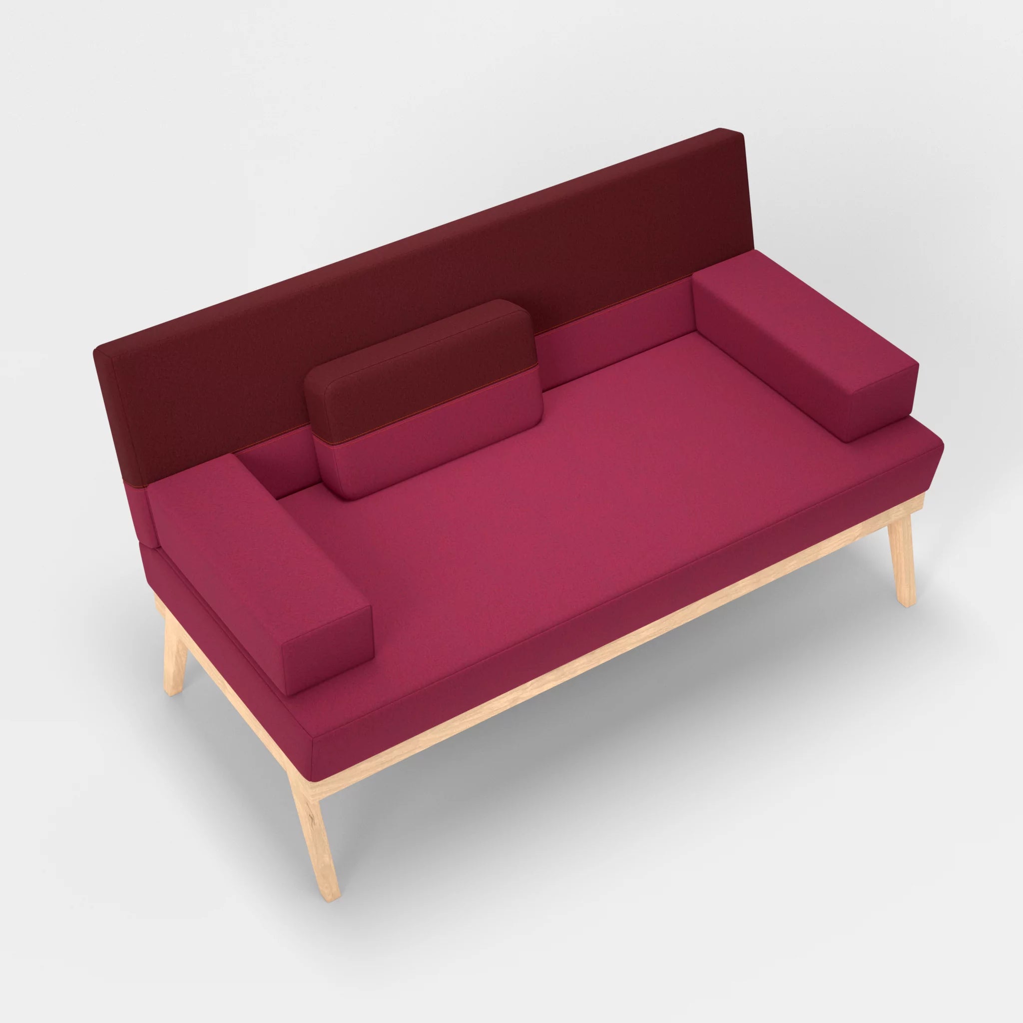 2er Sitzsofa Bauz dama0034-dama0050 in Bordeaux und Fuchsia von oben