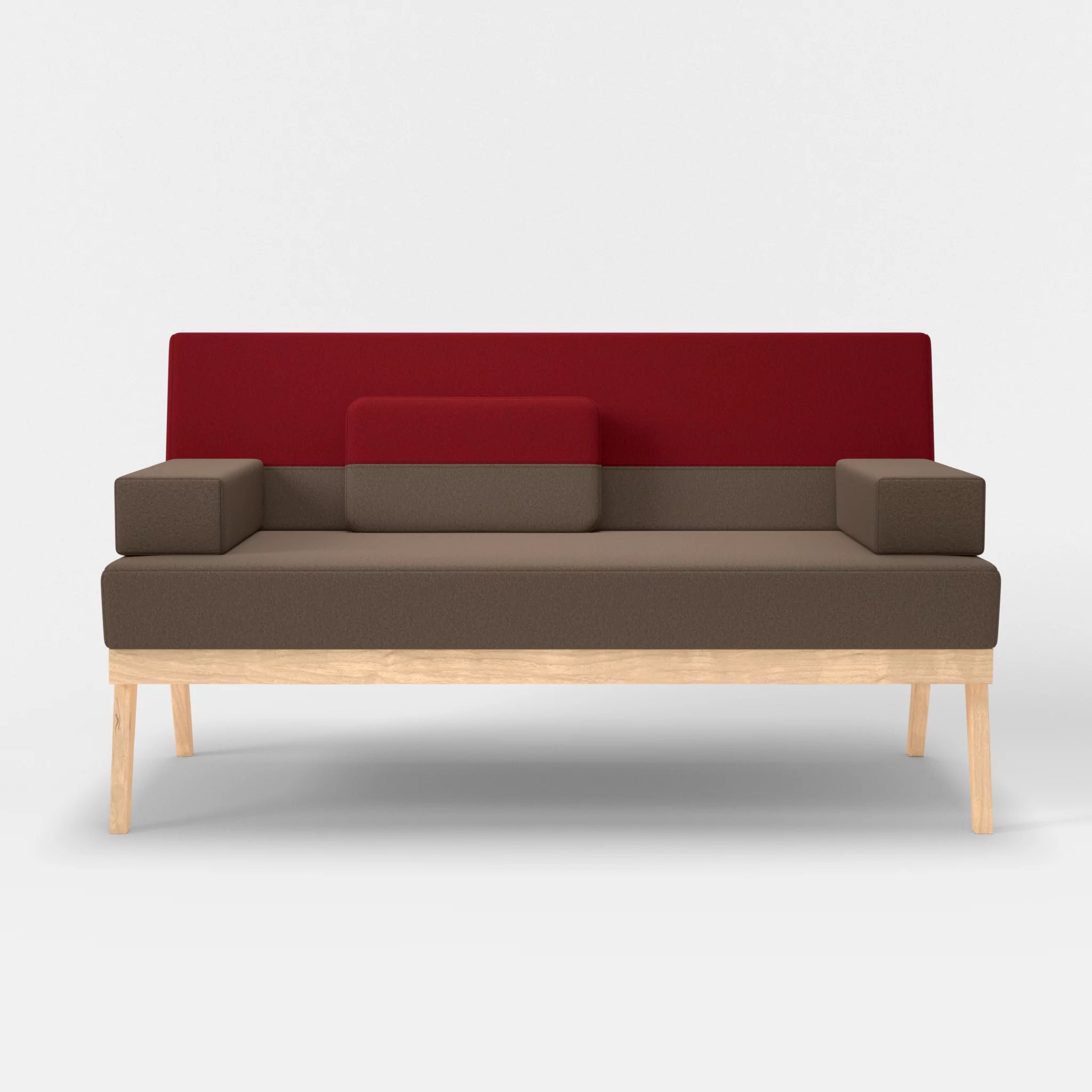 2er Sitzsofa Bauz dama0051-dama0053 in Braun und Rot von vorne