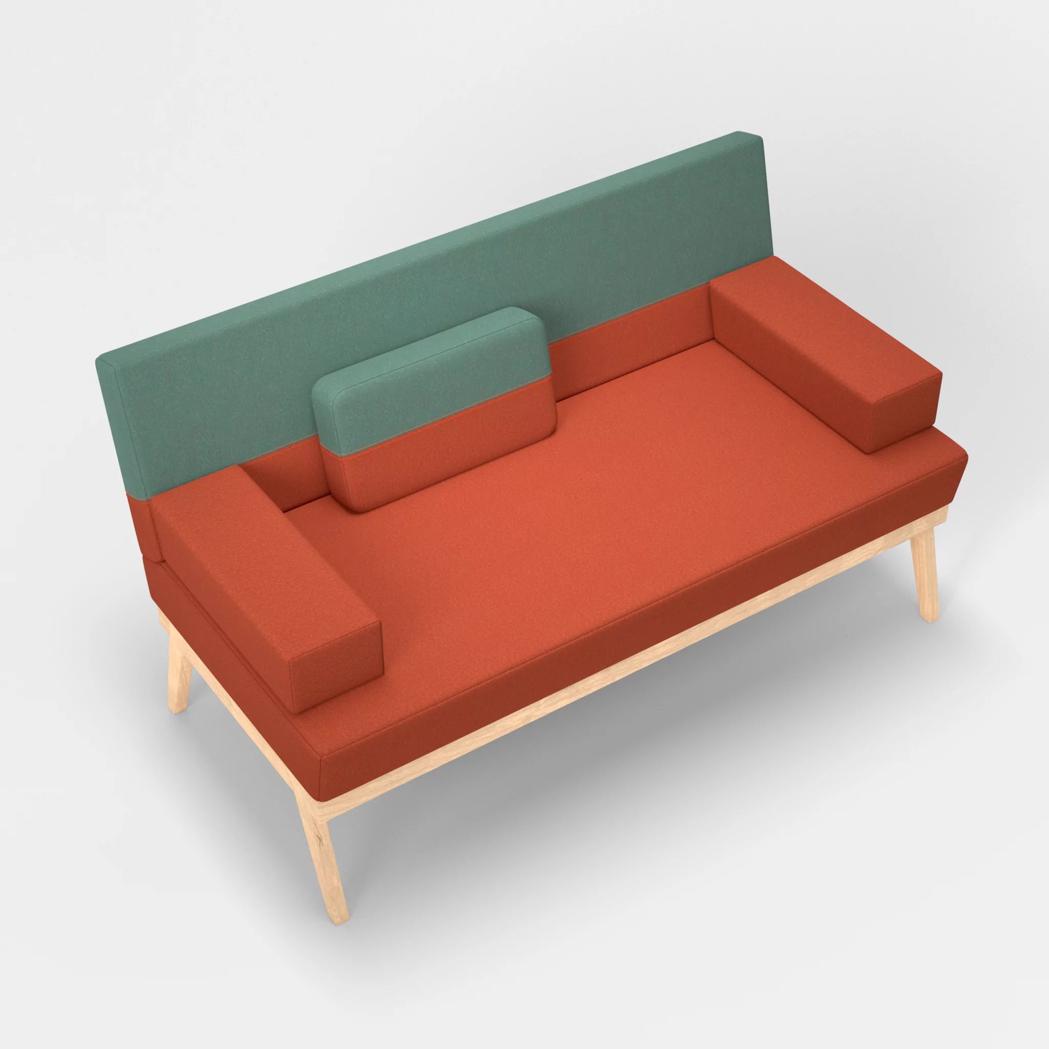 2er Sitzsofa Bauz dama0062-dama0045 in Orange und Türkis von oben