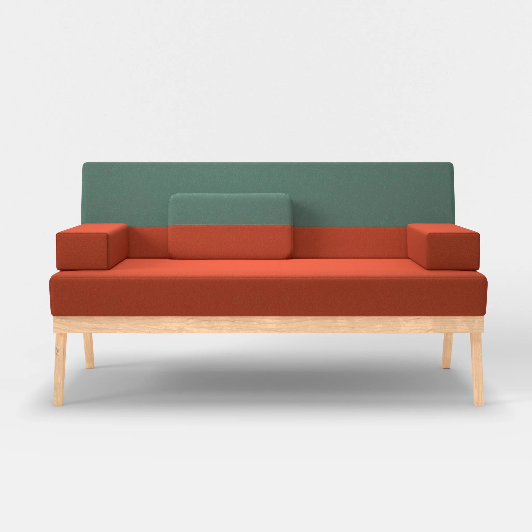 2er Sitzsofa Bauz dama0062-dama0045 in Orange und Türkis von vorne