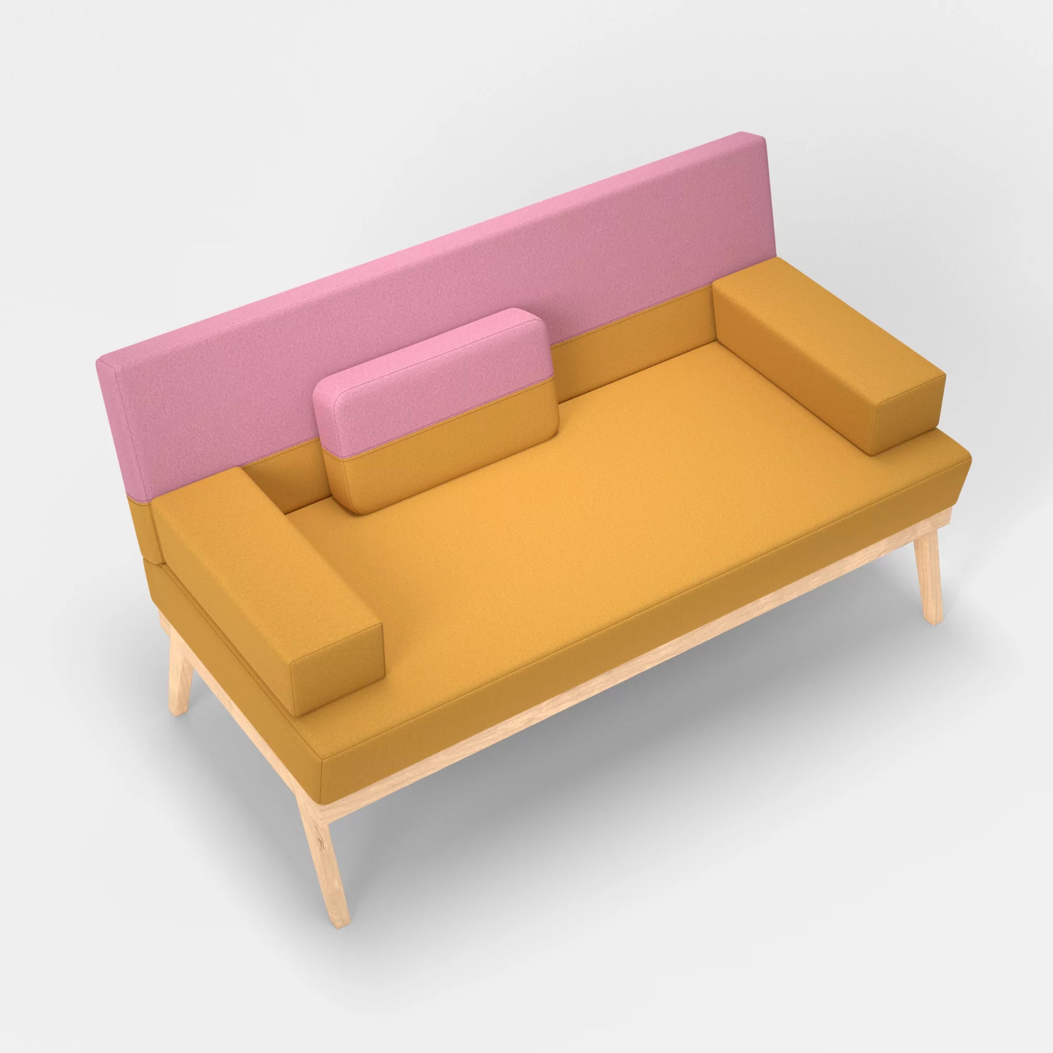 2er Sitzsofa Bauz dama0081-dama0084 in Curry und Rosa von oben