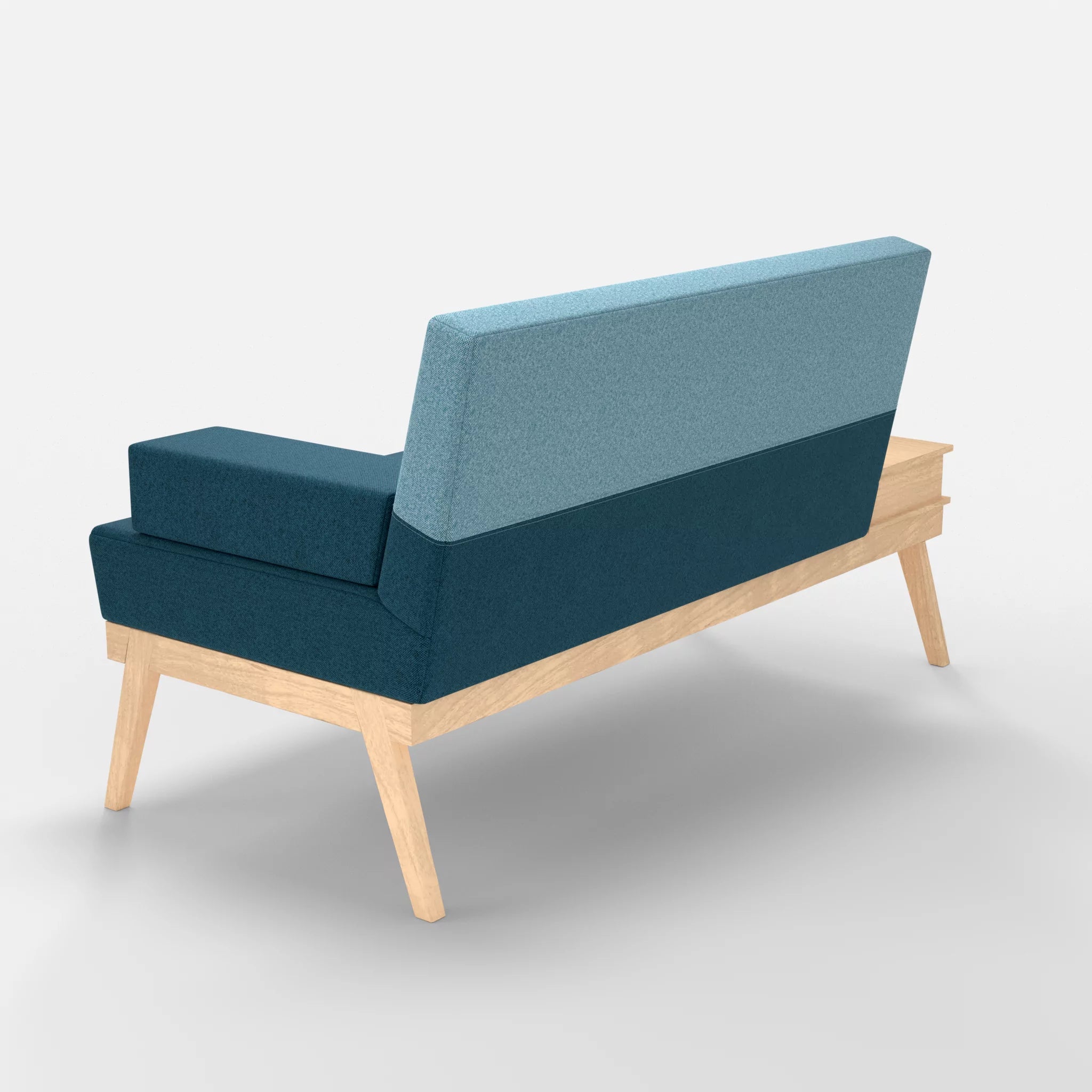 2er Sitzsofa Bauz mit Ablage links celia0203-celia0209 in Blau und Türkis von hinten