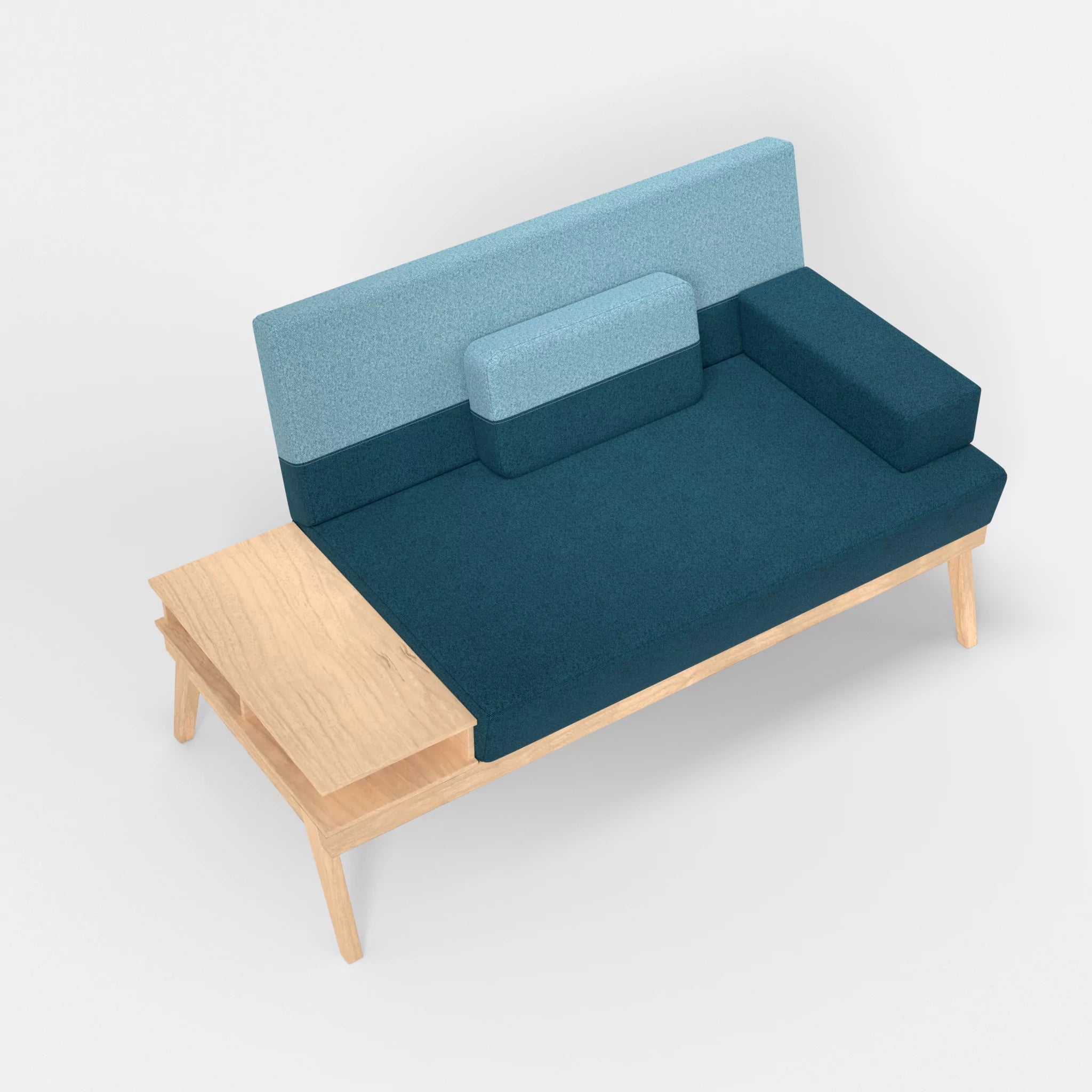 2er Sitzsofa Bauz mit Ablage links celia0203-celia0209 in Blau und Türkis von oben