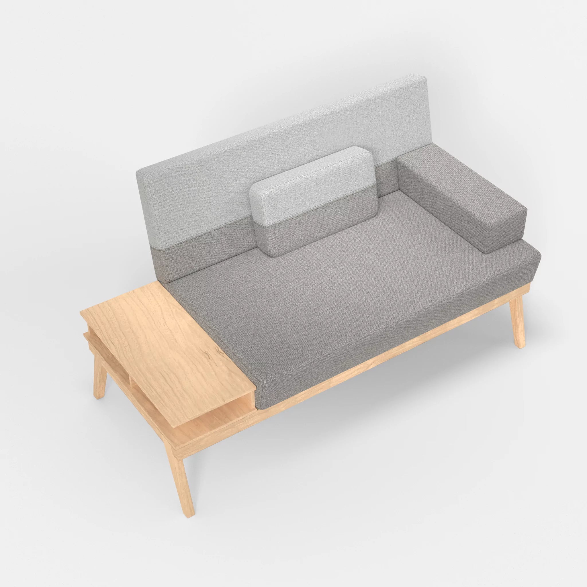 2er Sitzsofa Bauz mit Ablage links celia0208-celia0204 in Mittelgrau und Hellgrau von oben