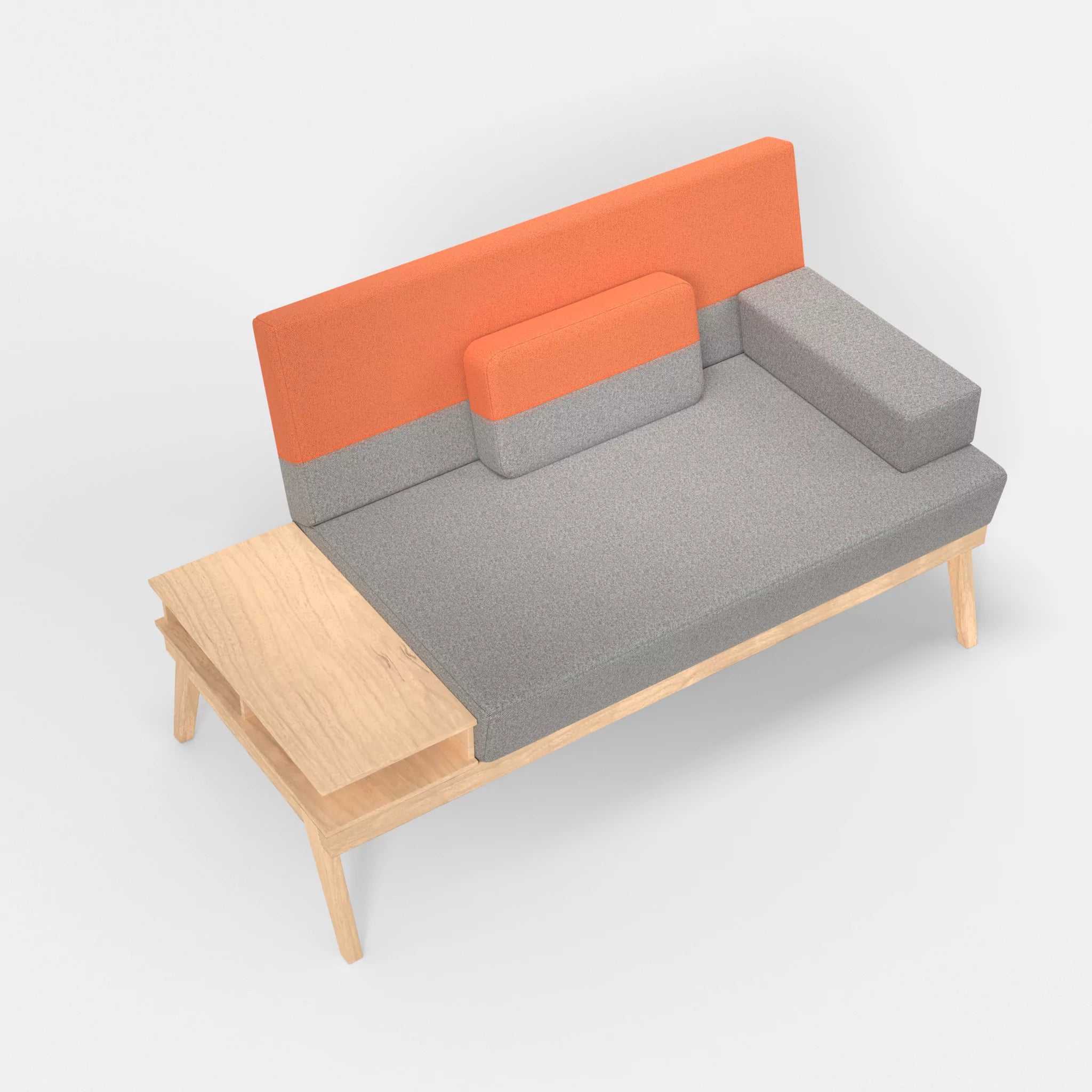 2er Sitzsofa Bauz mit Ablage links celia0208-celia0215 in Mittelgrau und Orange von oben
