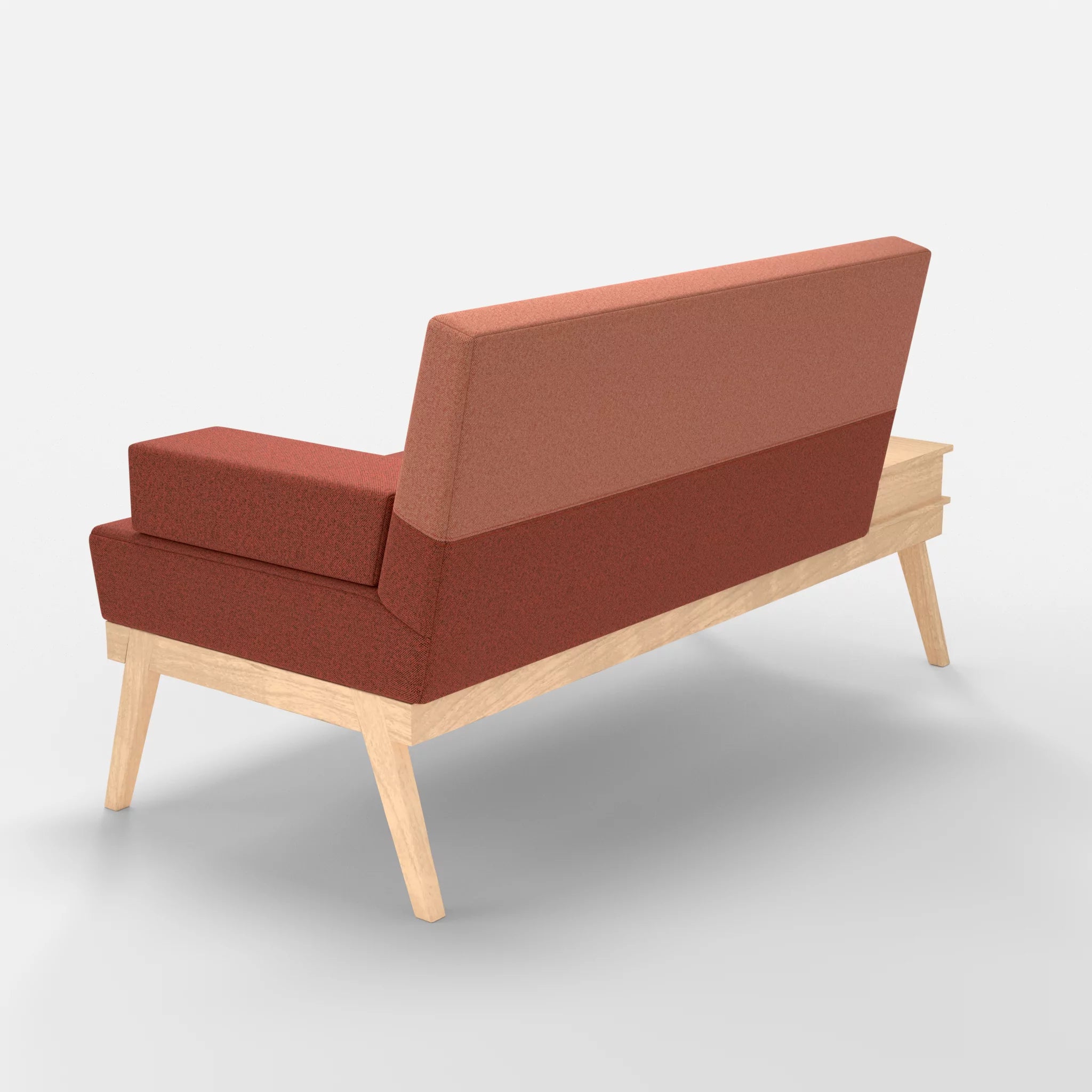 2er Sitzsofa Bauz mit Ablage links celia0214-celia0217 in Terracotta und Orange von hinten
