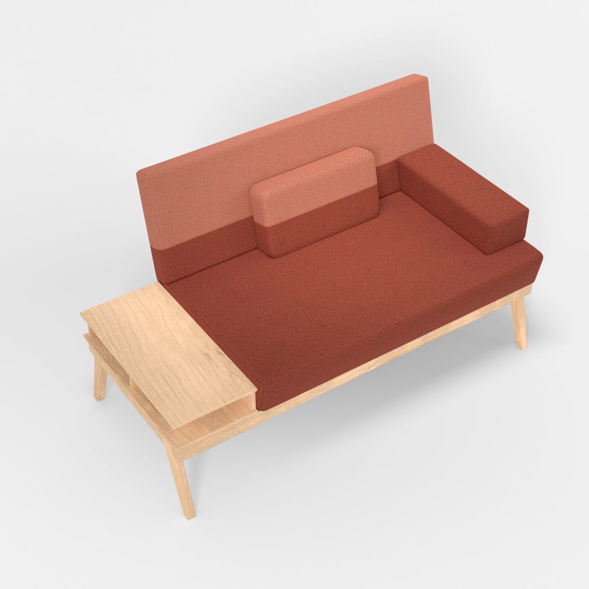 2er Sitzsofa Bauz mit Ablage links celia0214-celia0217 in Terracotta und Orange von oben
