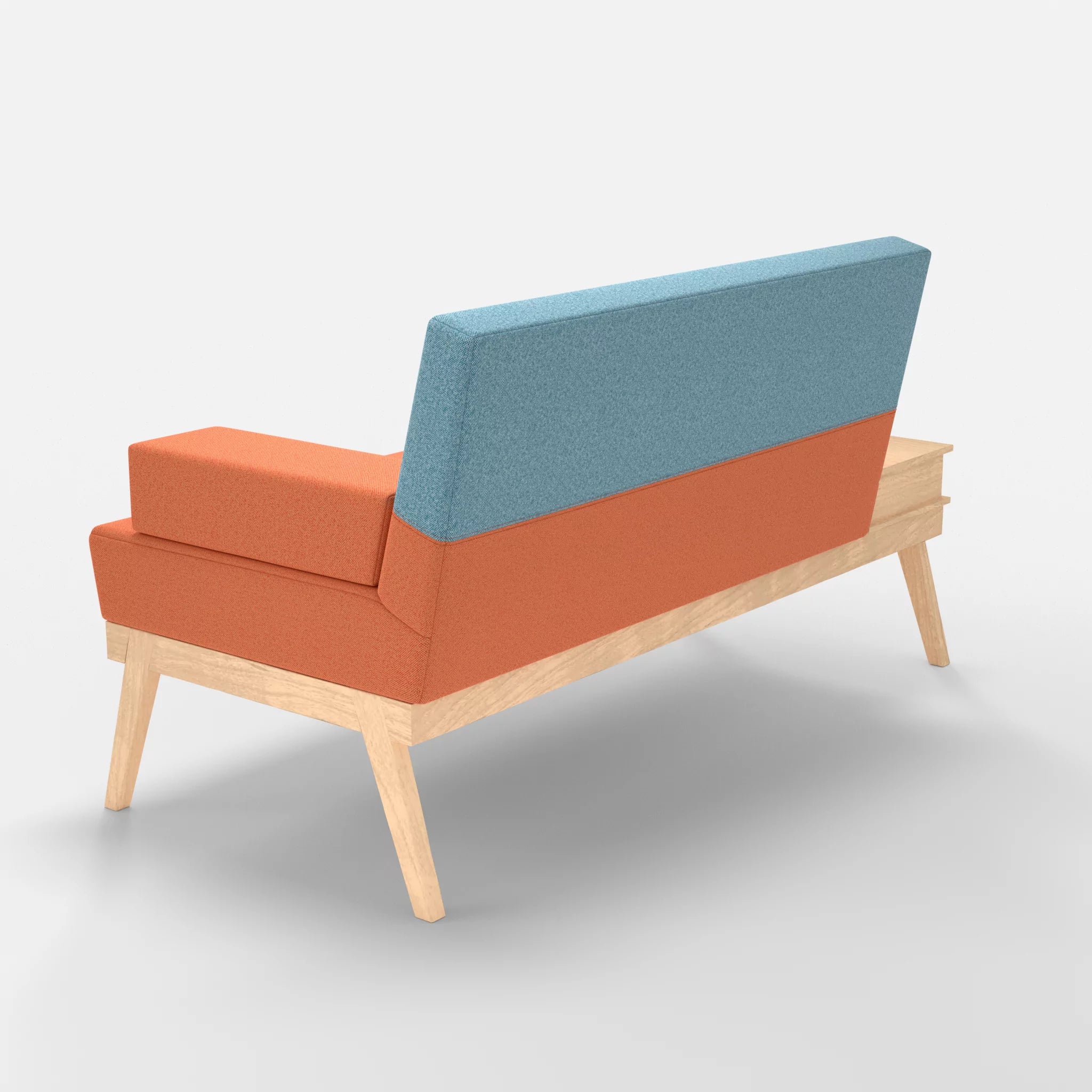 2er Sitzsofa Bauz mit Ablage links celia0215-celia0209 in Orange und Türkis von hinten