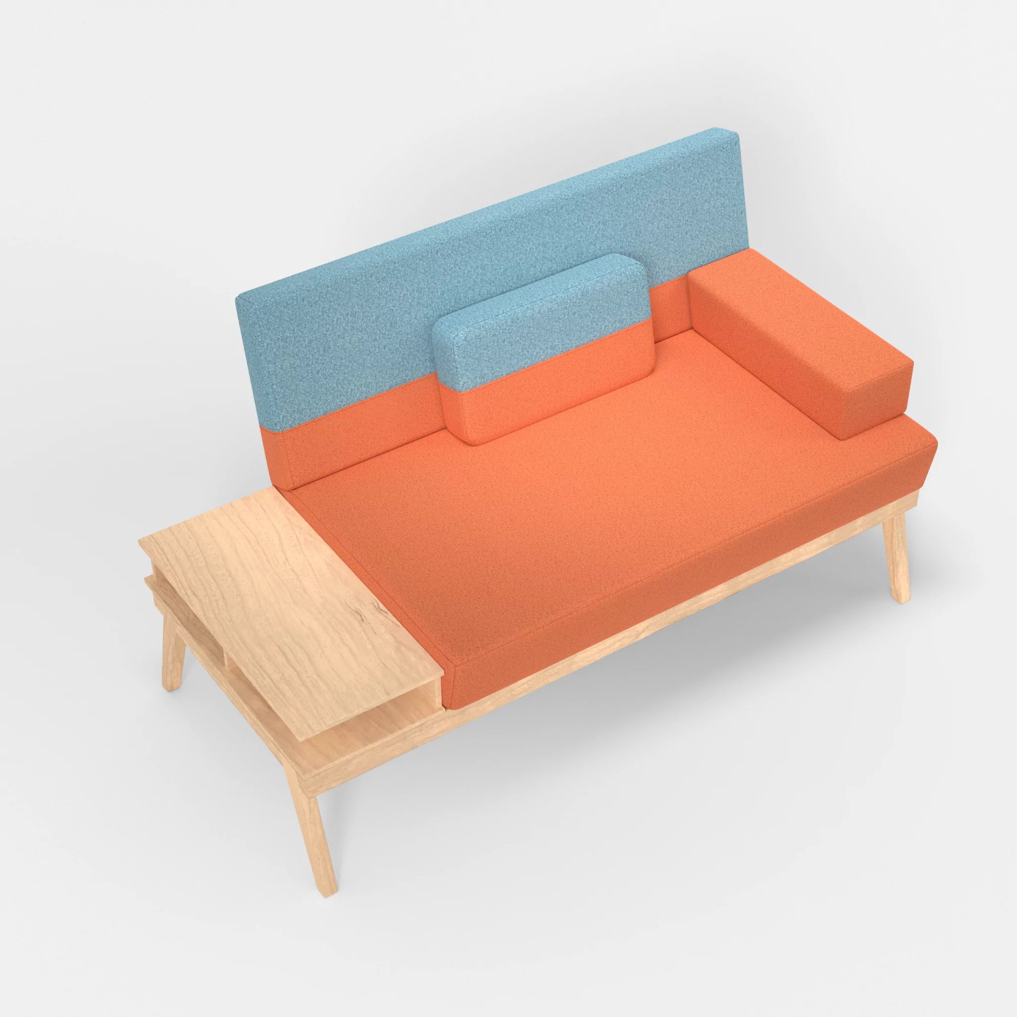 2er Sitzsofa Bauz mit Ablage links celia0215-celia0209 in Orange und Türkis von oben
