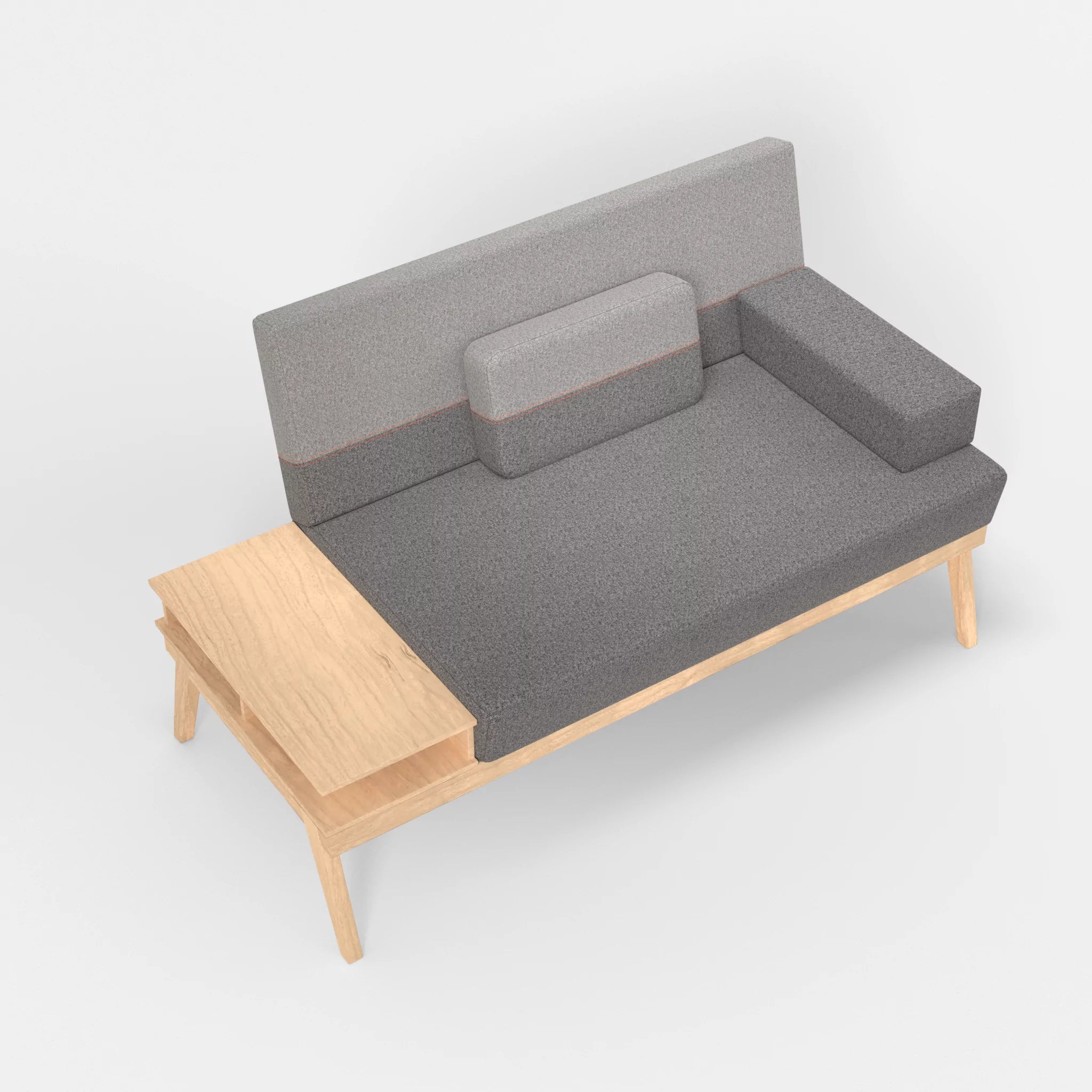 2er Sitzsofa Bauz mit Ablage links celia0218-celia0208 in Dunkelgrau und Mittelgrau von oben