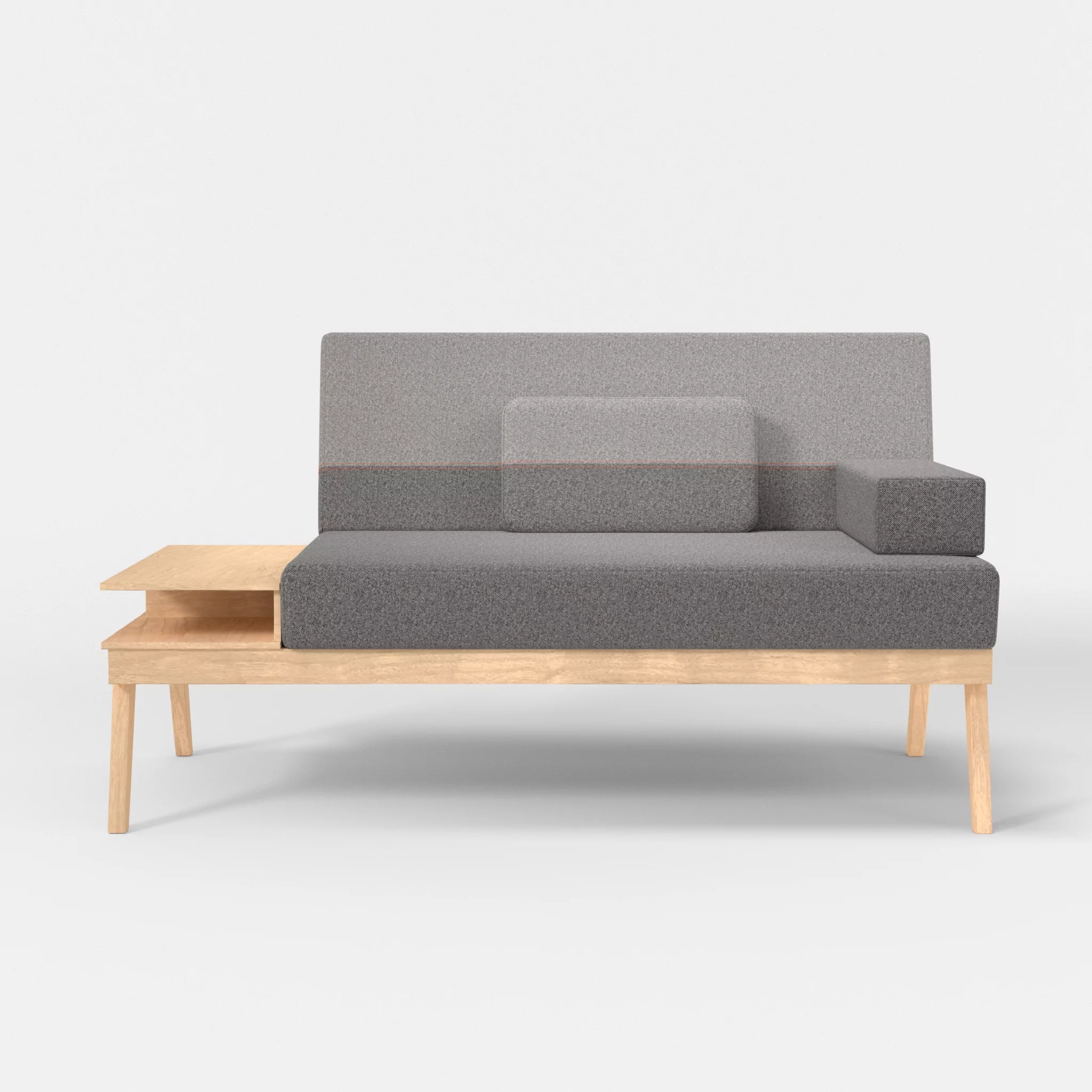 2er Sitzsofa Bauz mit Ablage links celia0218-celia0208 in Dunkelgrau und Mittelgrau von vorne