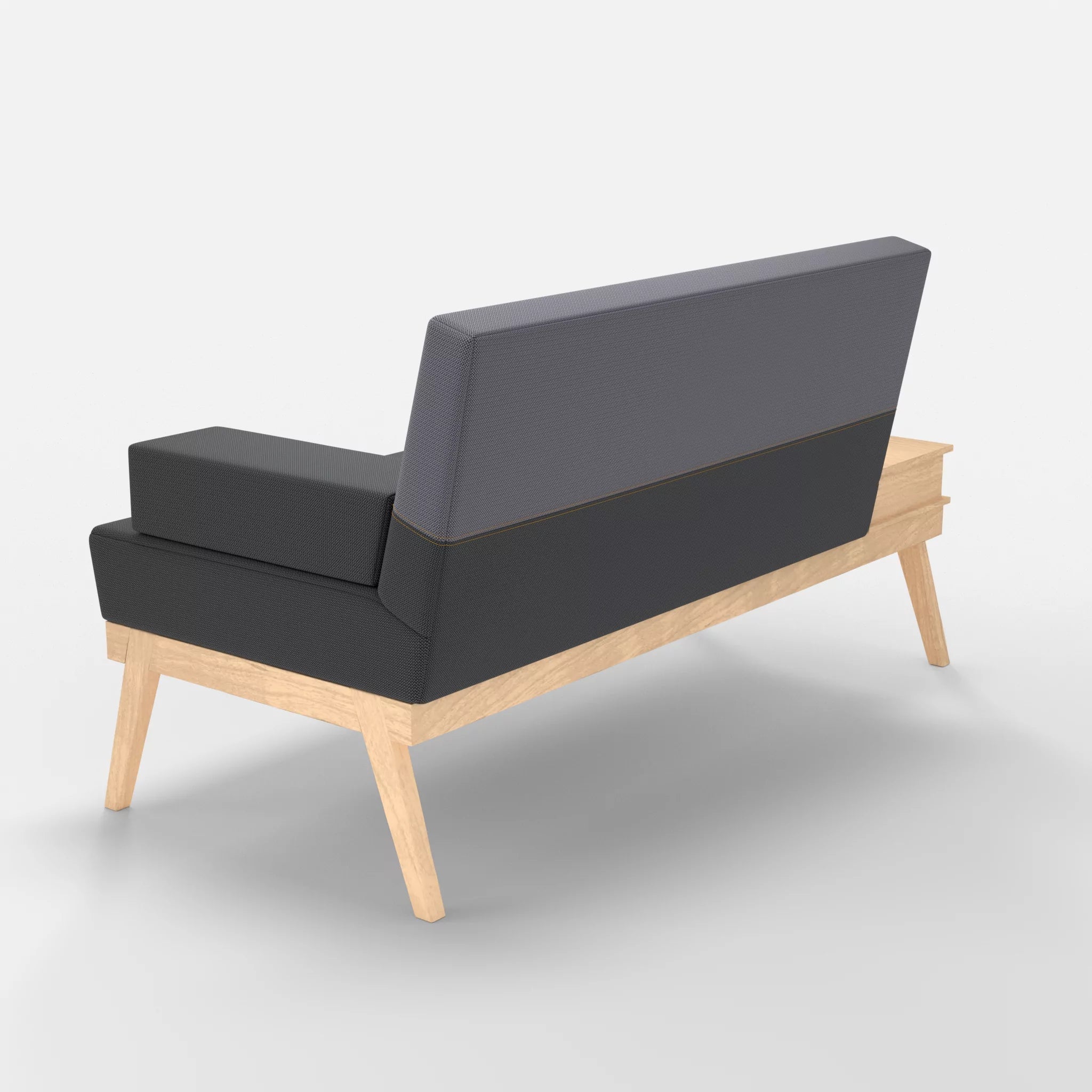 2er Sitzsofa Bauz mit Ablage links credoasphalt-credocarbon in Anthrazit und Dunkelgrau von hinten