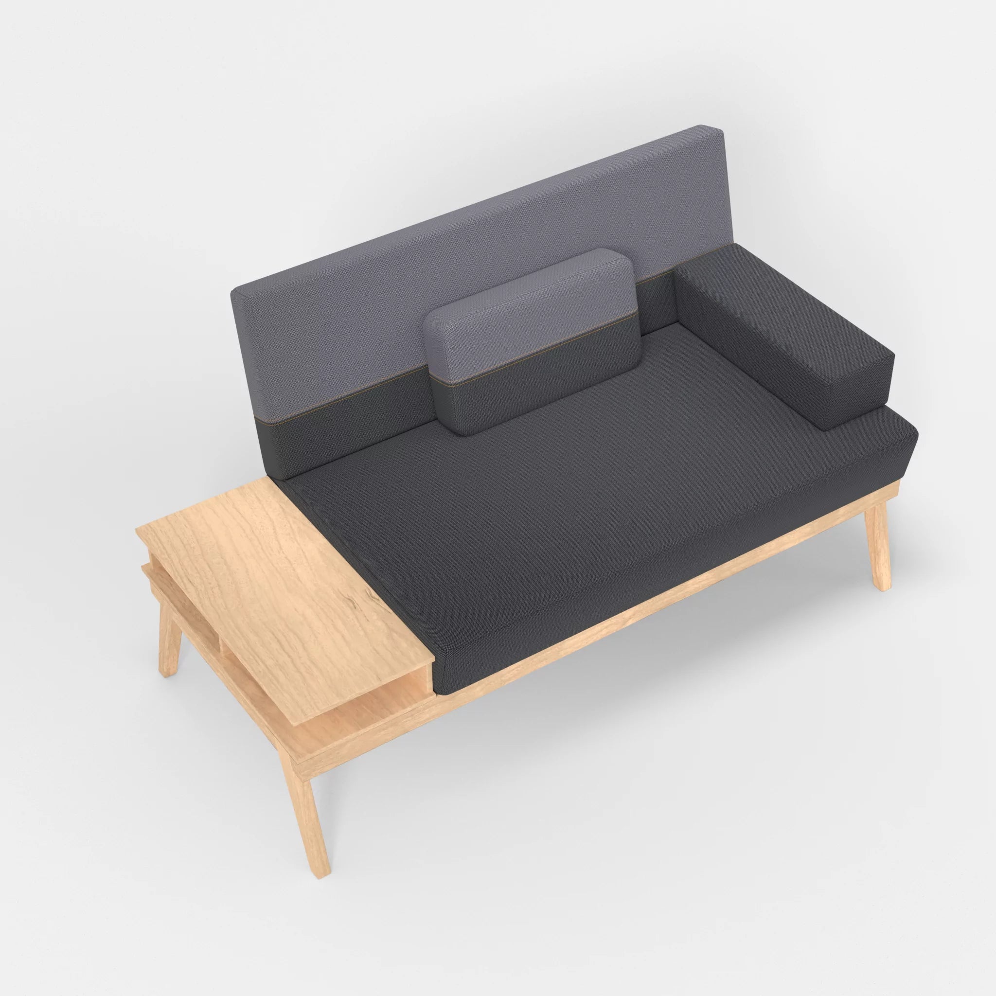 2er Sitzsofa Bauz mit Ablage links credoasphalt-credocarbon in Anthrazit und Dunkelgrau von oben
