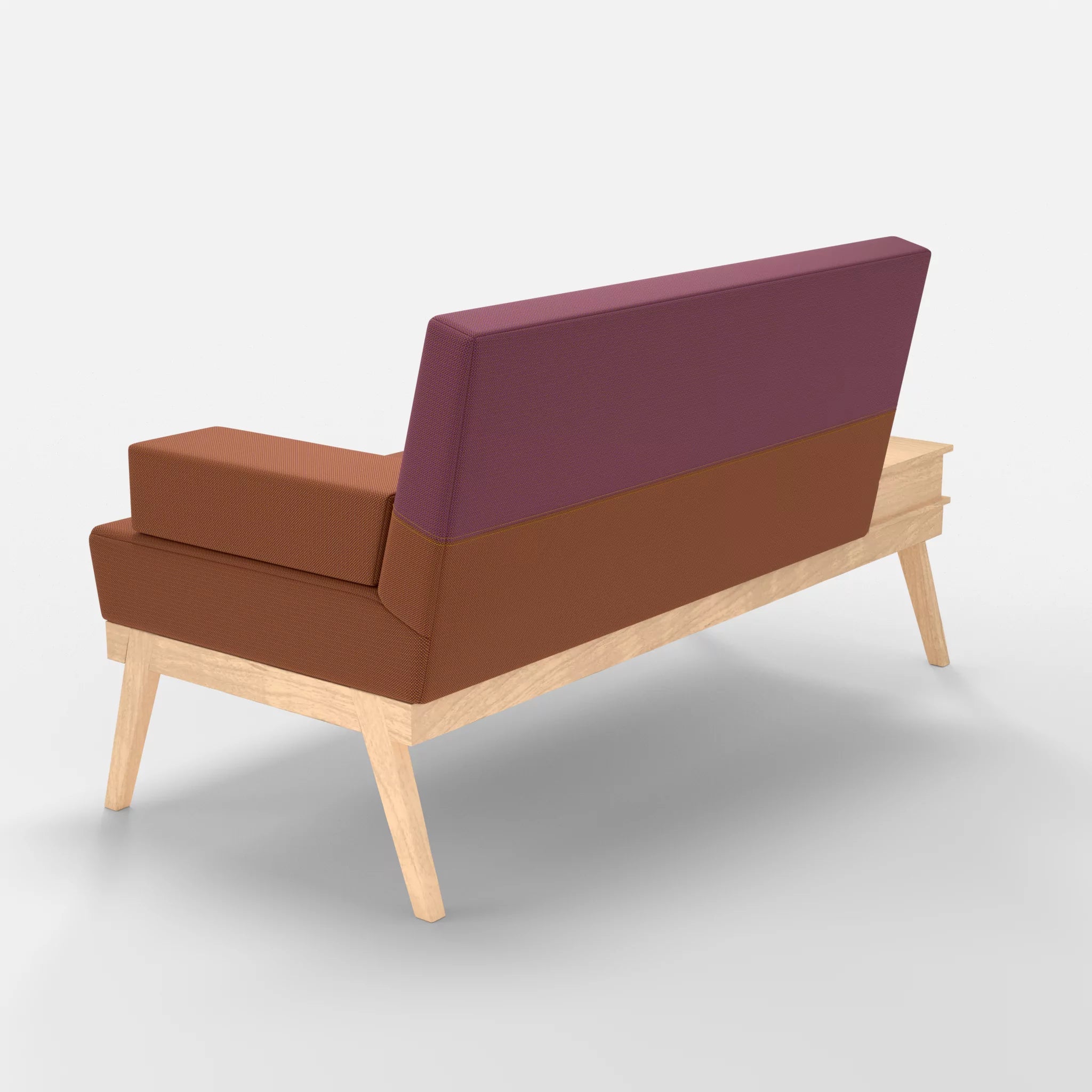 2er Sitzsofa Bauz mit Ablage links credokupfer-credobreva in Braun und Violett von hinten
