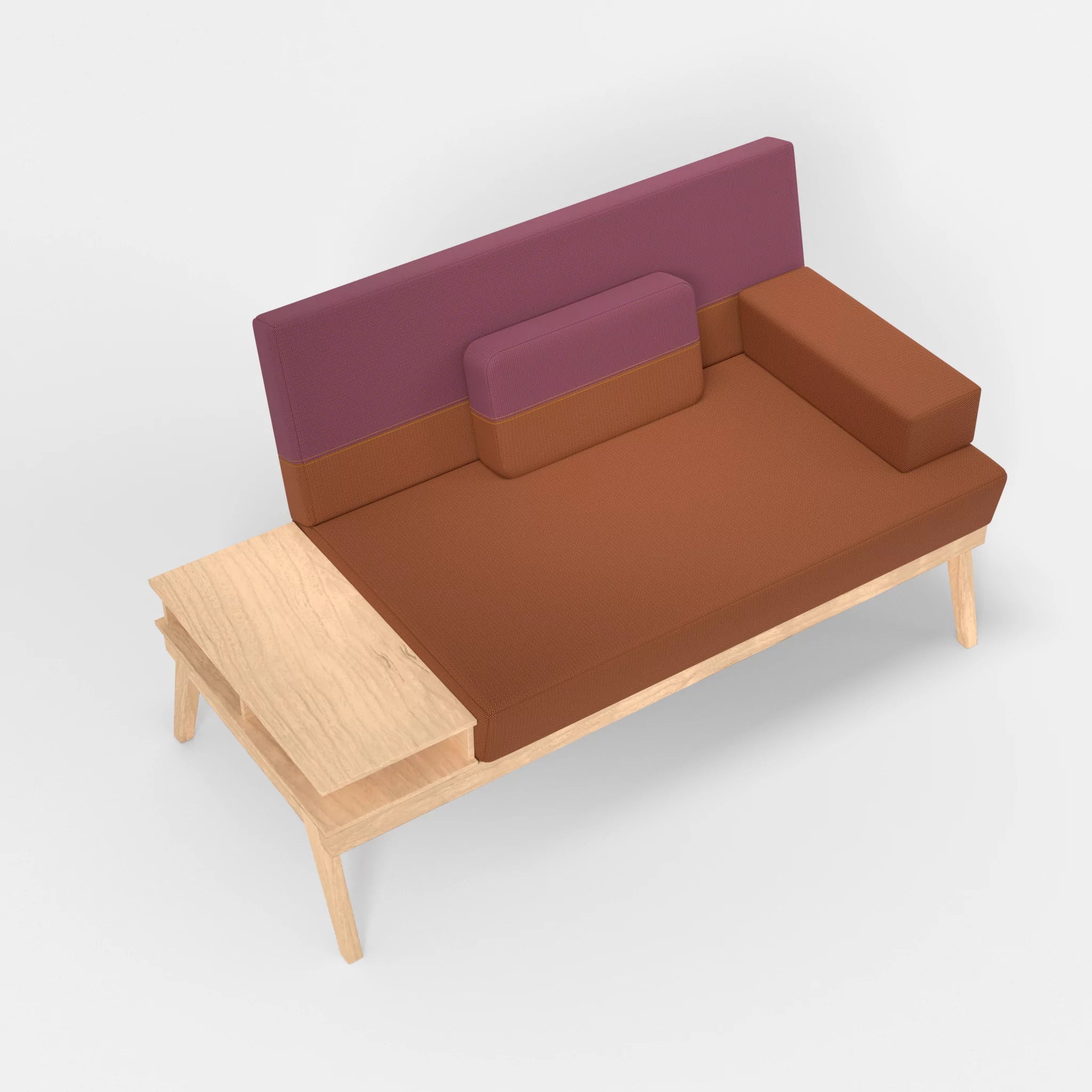 2er Sitzsofa Bauz mit Ablage links credokupfer-credobreva in Braun und Violett von oben