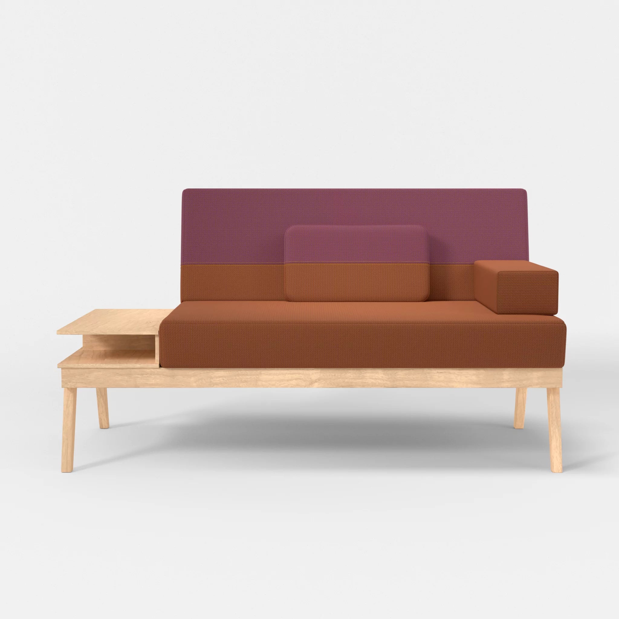 2er Sitzsofa Bauz mit Ablage links credokupfer-credobreva in Braun und Violett von vorne