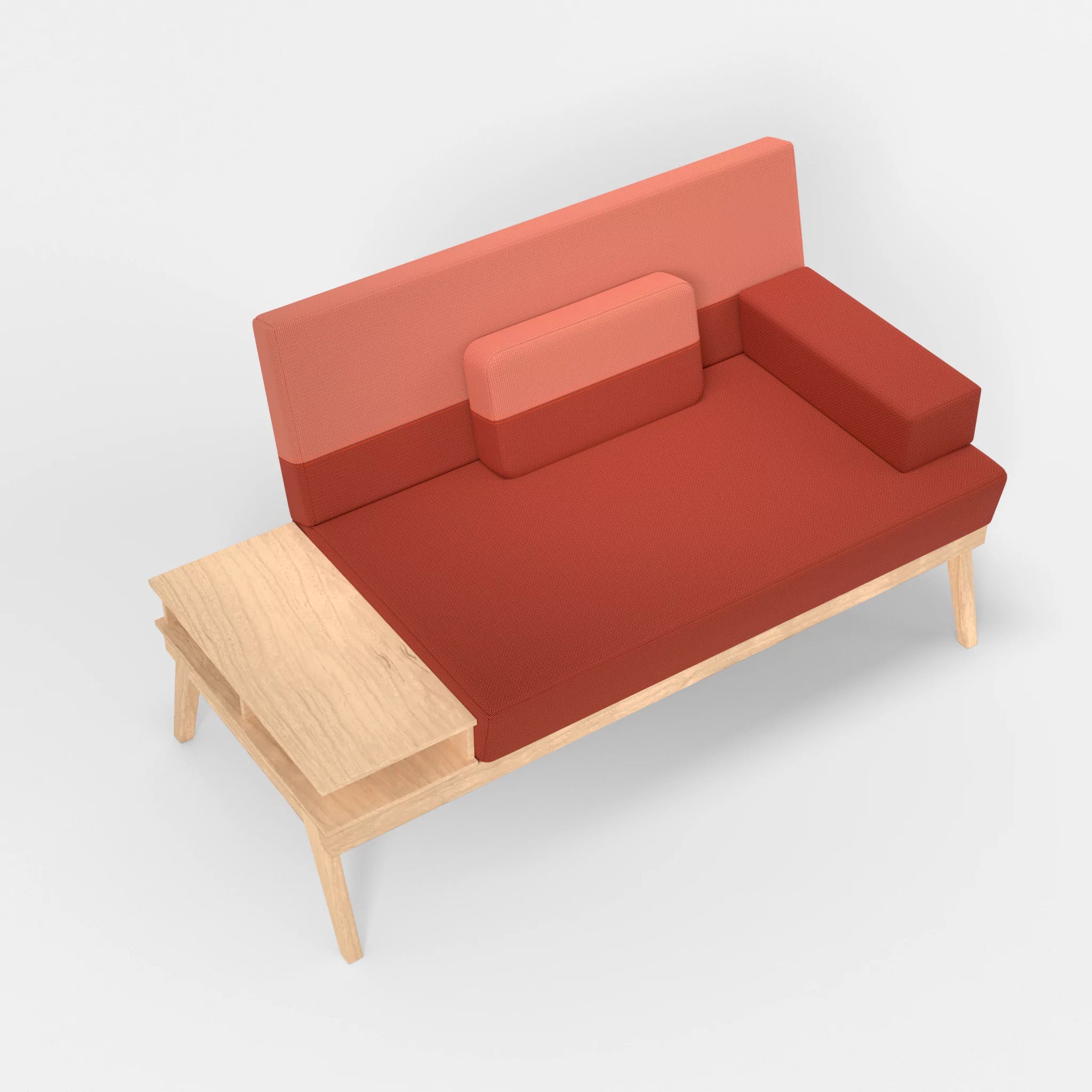 2er Sitzsofa Bauz mit Ablage links credolampion-credograpefruit in Rot und Coral von oben