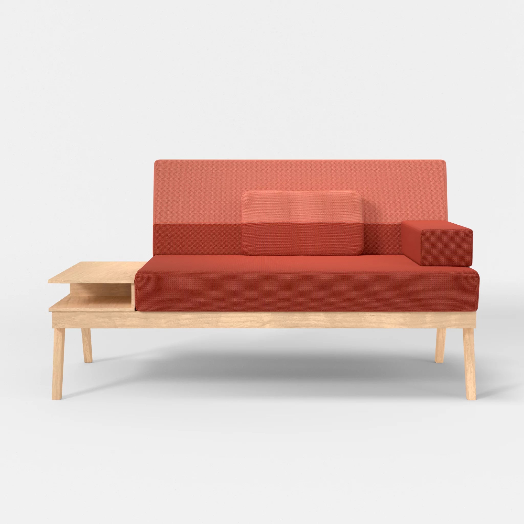 2er Sitzsofa Bauz mit Ablage links credolampion-credograpefruit in Rot und Coral von vorne