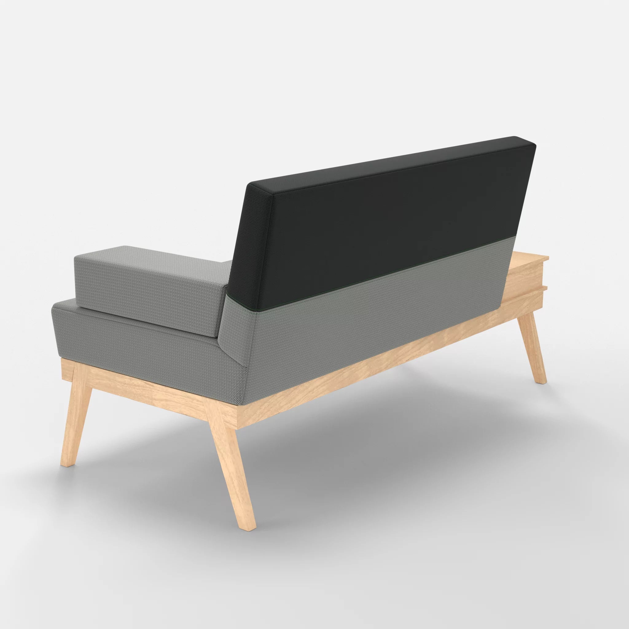 2er Sitzsofa Bauz mit Ablage links credopepper-credoblack in Dunkelgrau und Schwarz von hinten