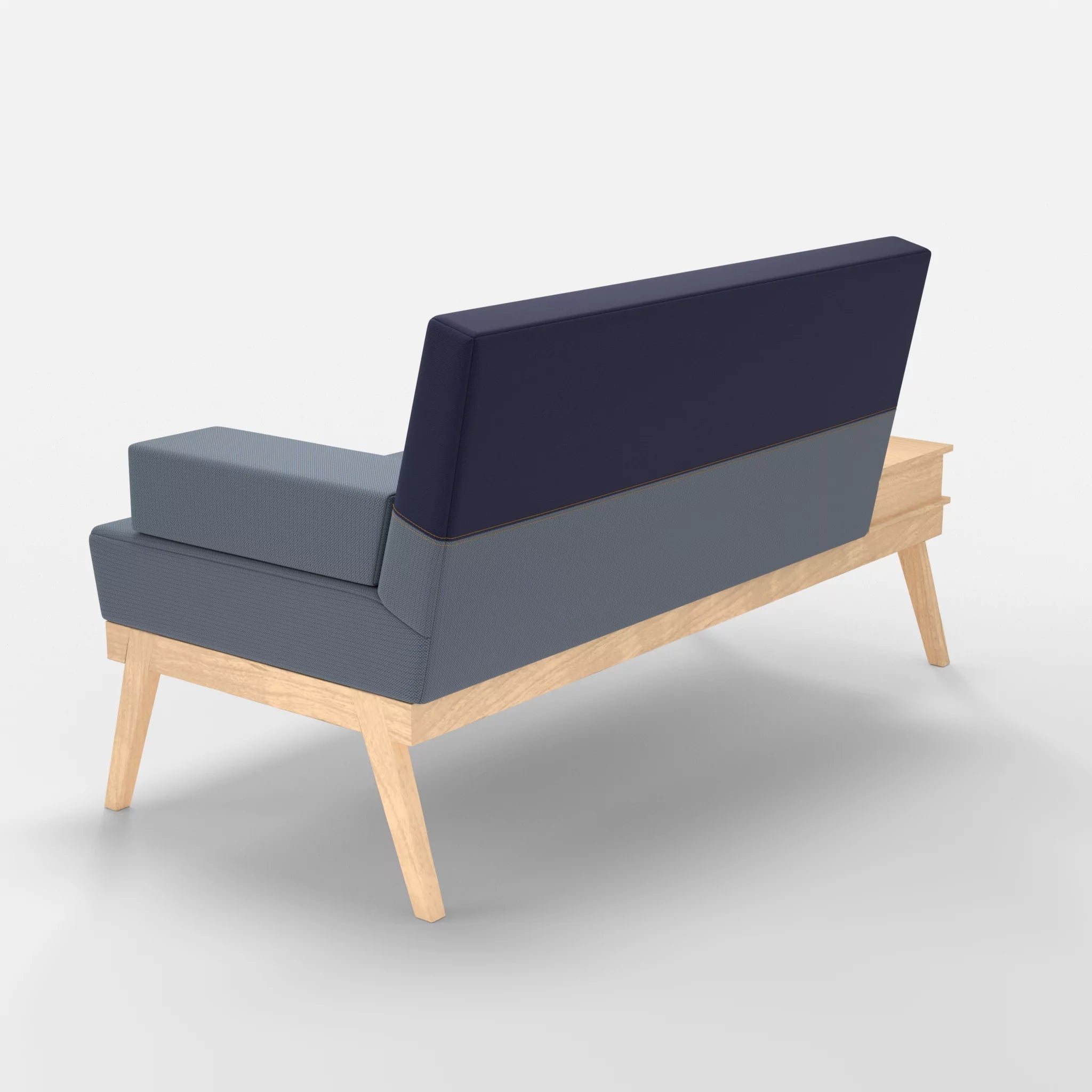 2er Sitzsofa Bauz mit Ablage links credosea-credonavy in Blau und Navy von hinten
