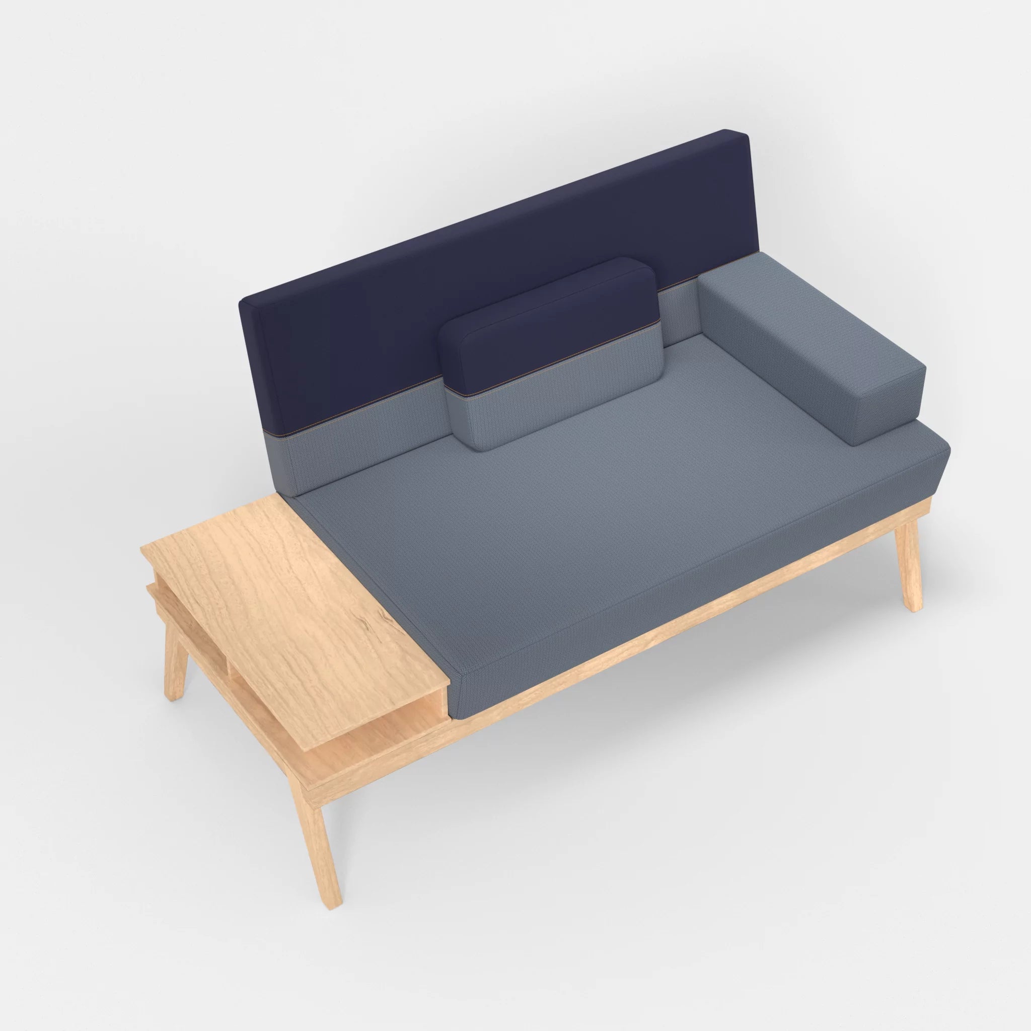 2er Sitzsofa Bauz mit Ablage links credosea-credonavy in Blau und Navy von oben
