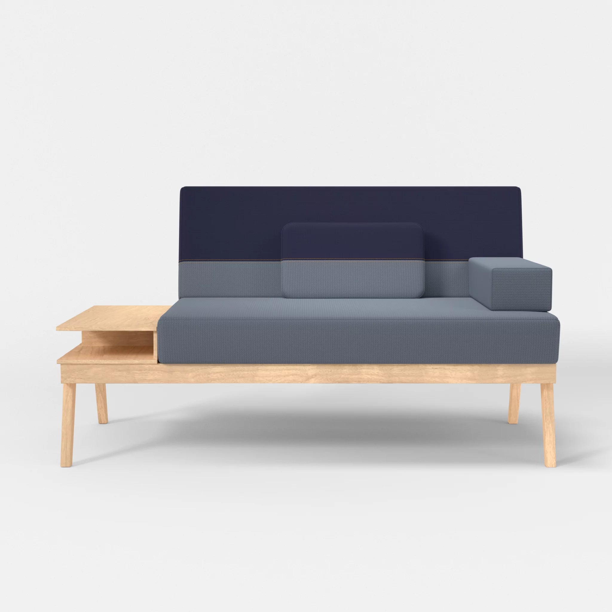 2er Sitzsofa Bauz mit Ablage links credosea-credonavy in Blau und Navy von vorne