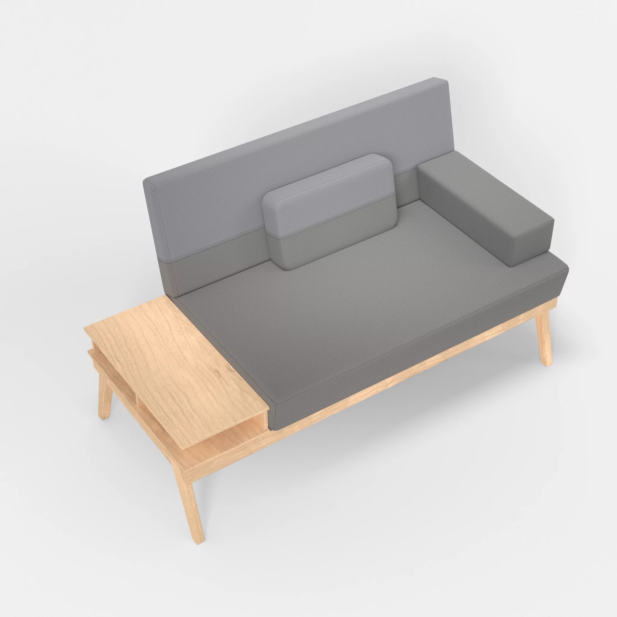 2er Sitzsofa Bauz mit Ablage links credozinn-credochalk in Mittelgrau und Hellgrau von oben