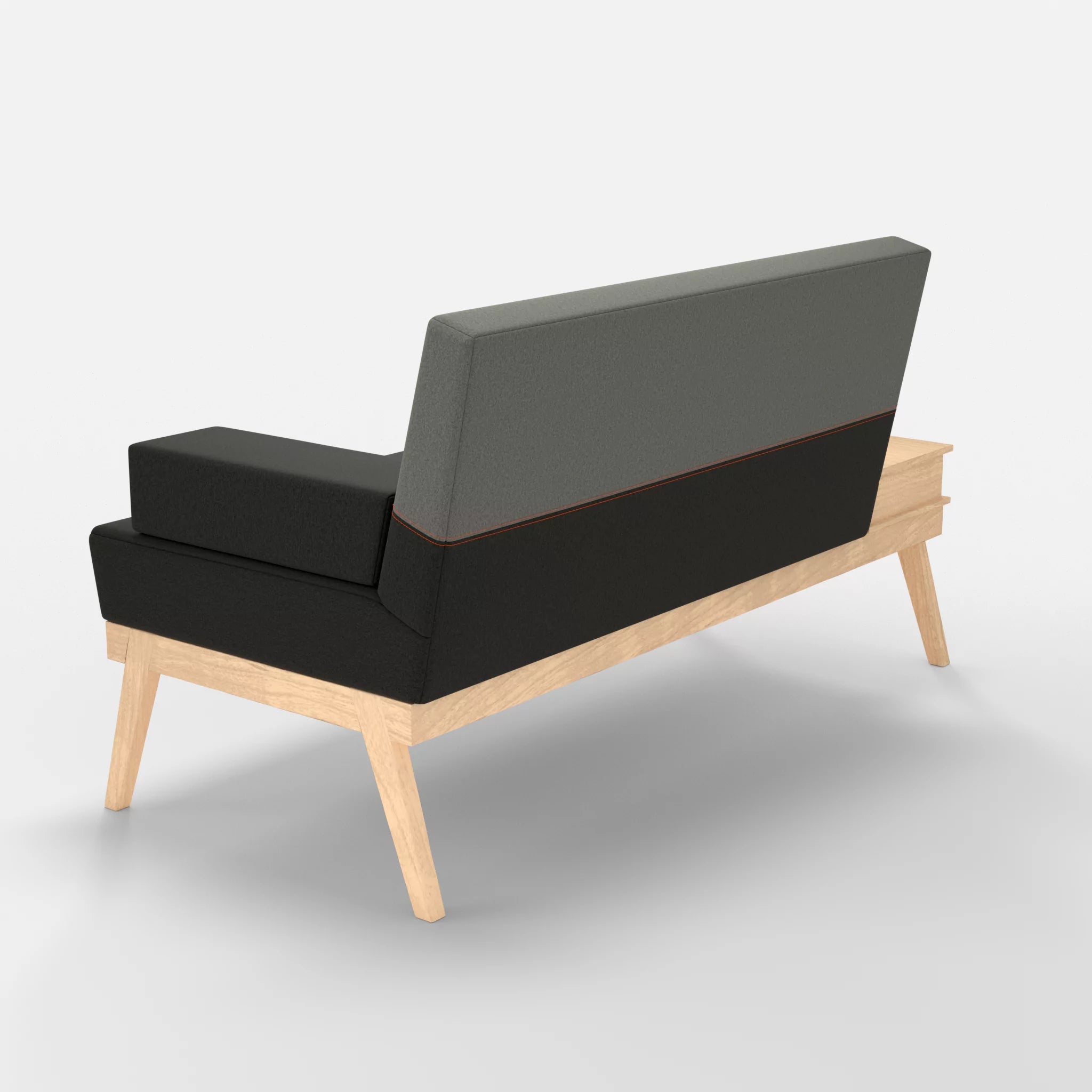 2er Sitzsofa Bauz mit Ablage links dama0002-dama0003 in Anthrazit und Mittelgrau von hinten