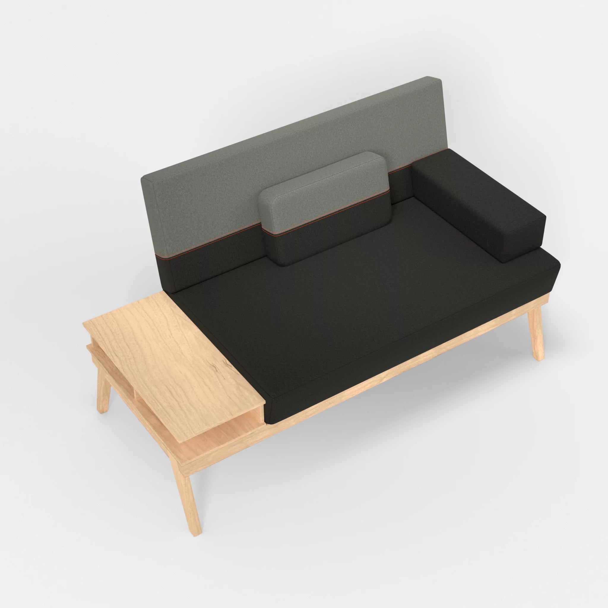 2er Sitzsofa Bauz mit Ablage links dama0002-dama0003 in Anthrazit und Mittelgrau von oben