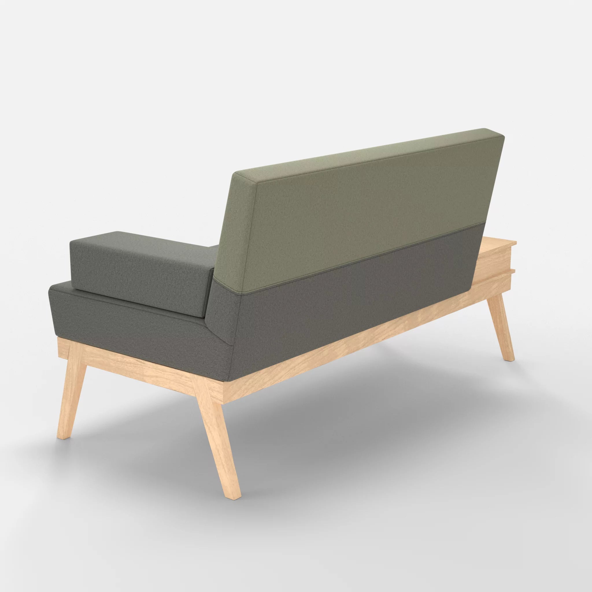 2er Sitzsofa Bauz mit Ablage links dama0003-dama0057 in Mittelgrau und Hellgrau von hinten