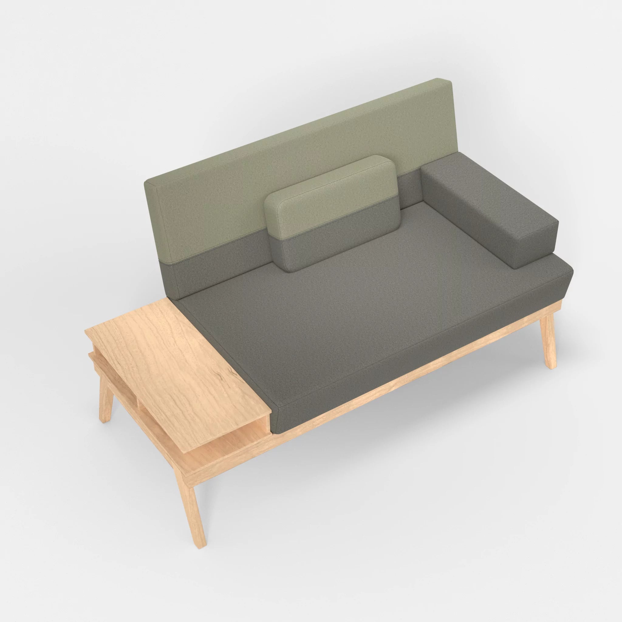 2er Sitzsofa Bauz mit Ablage links dama0003-dama0057 in Mittelgrau und Hellgrau von oben