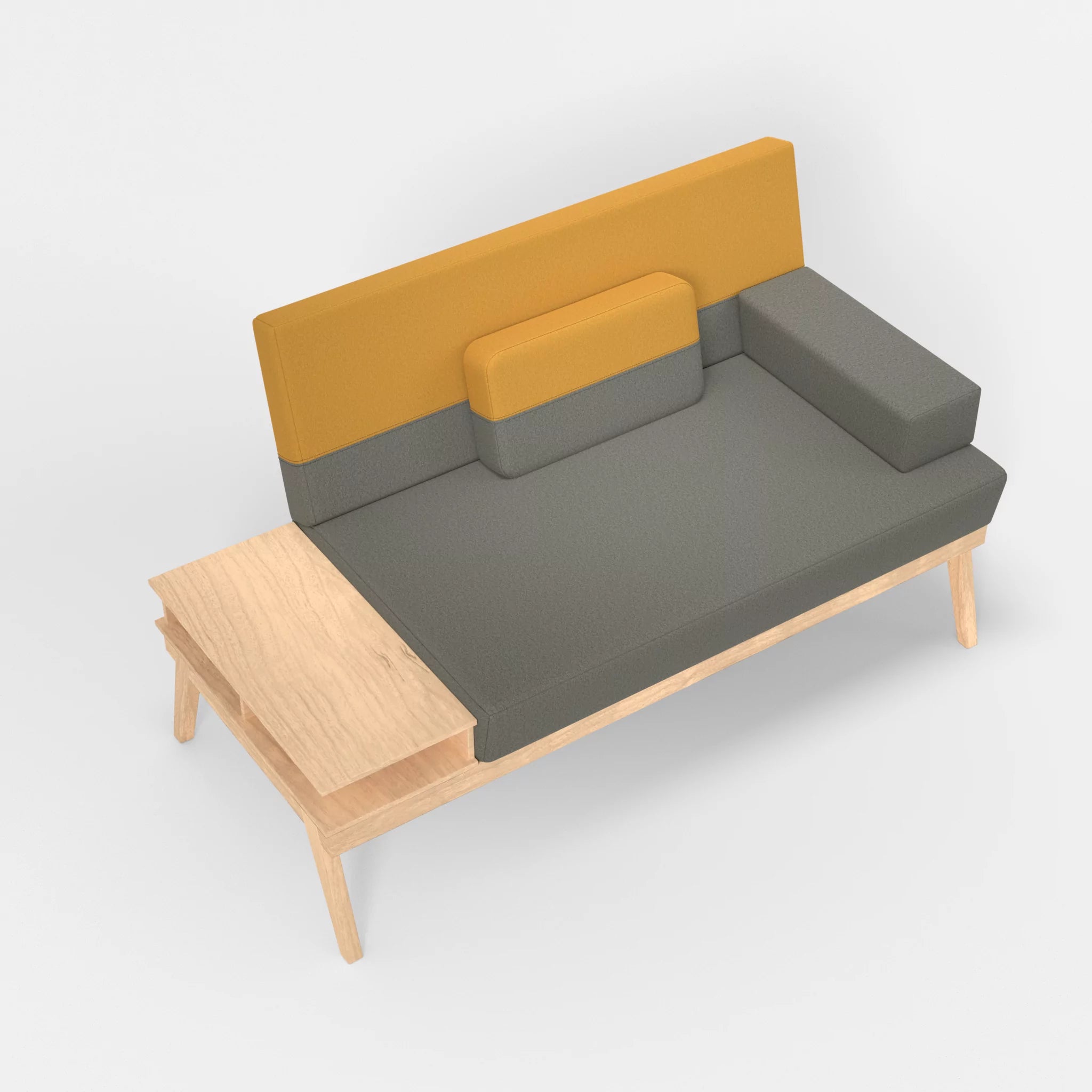 2er Sitzsofa Bauz mit Ablage links dama0003-dama0081 in Mittelgrau und Curry von oben