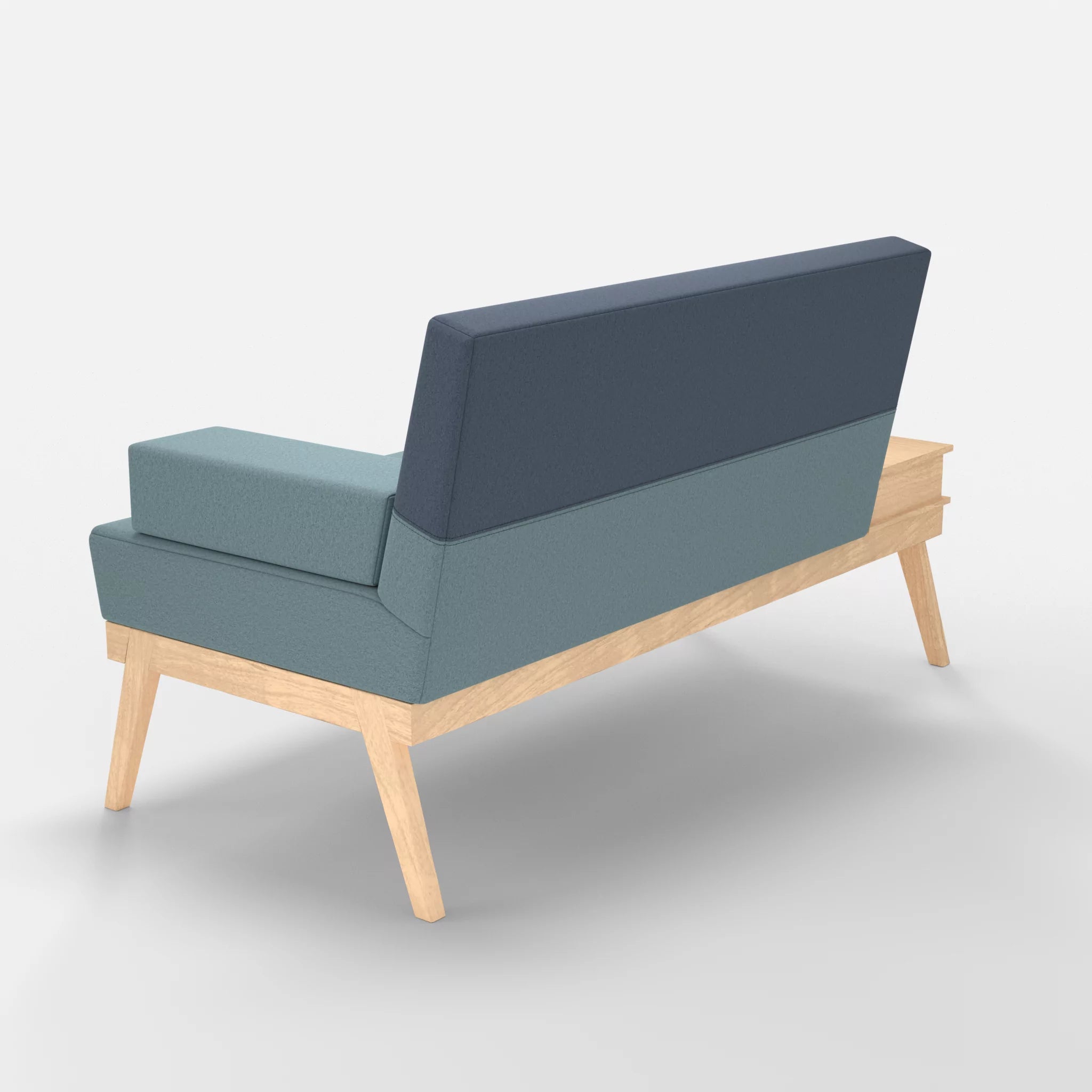 2er Sitzsofa Bauz mit Ablage links dama0016-dama0075 in Hellblau und Blau von hinten