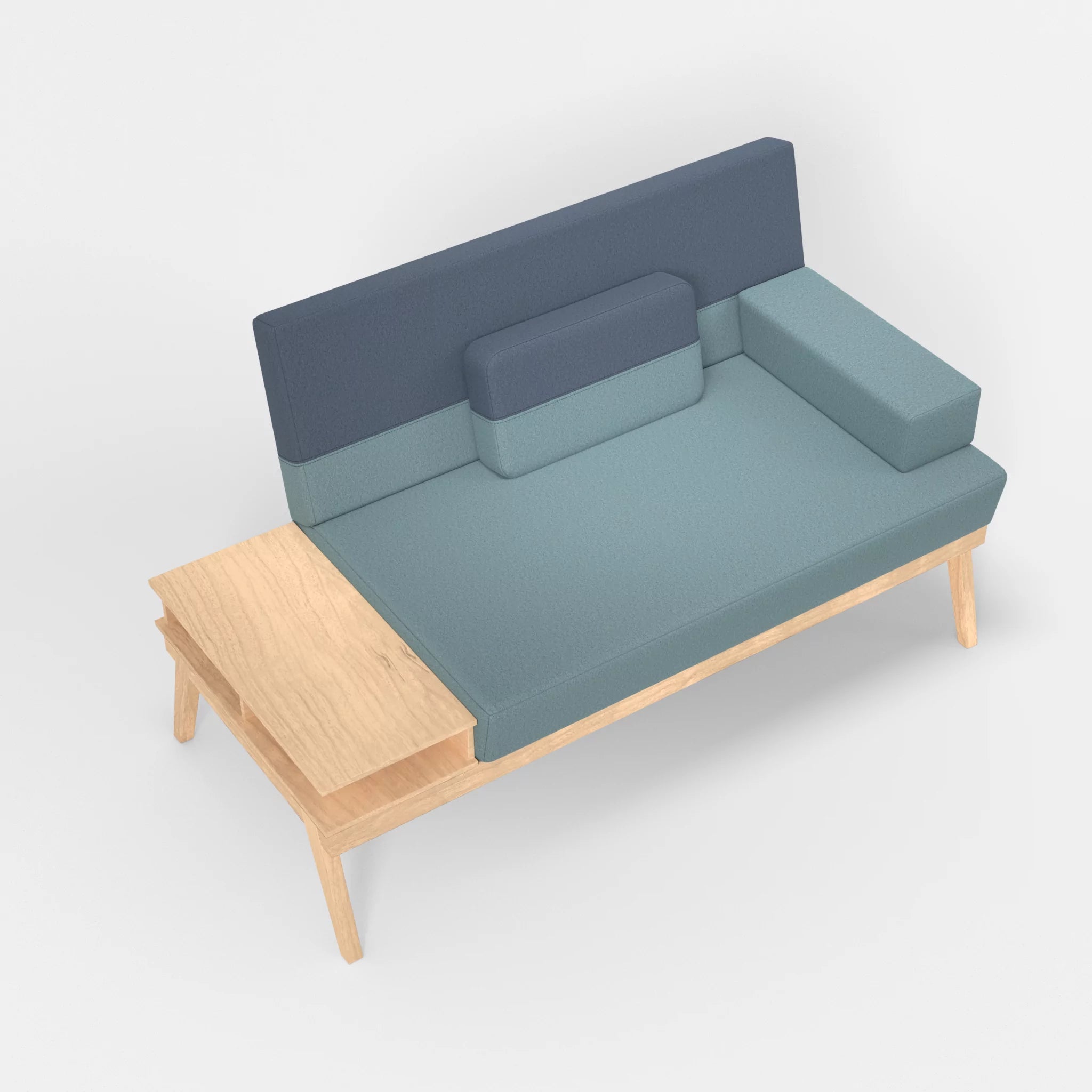 2er Sitzsofa Bauz mit Ablage links dama0016-dama0075 in Hellblau und Blau von oben