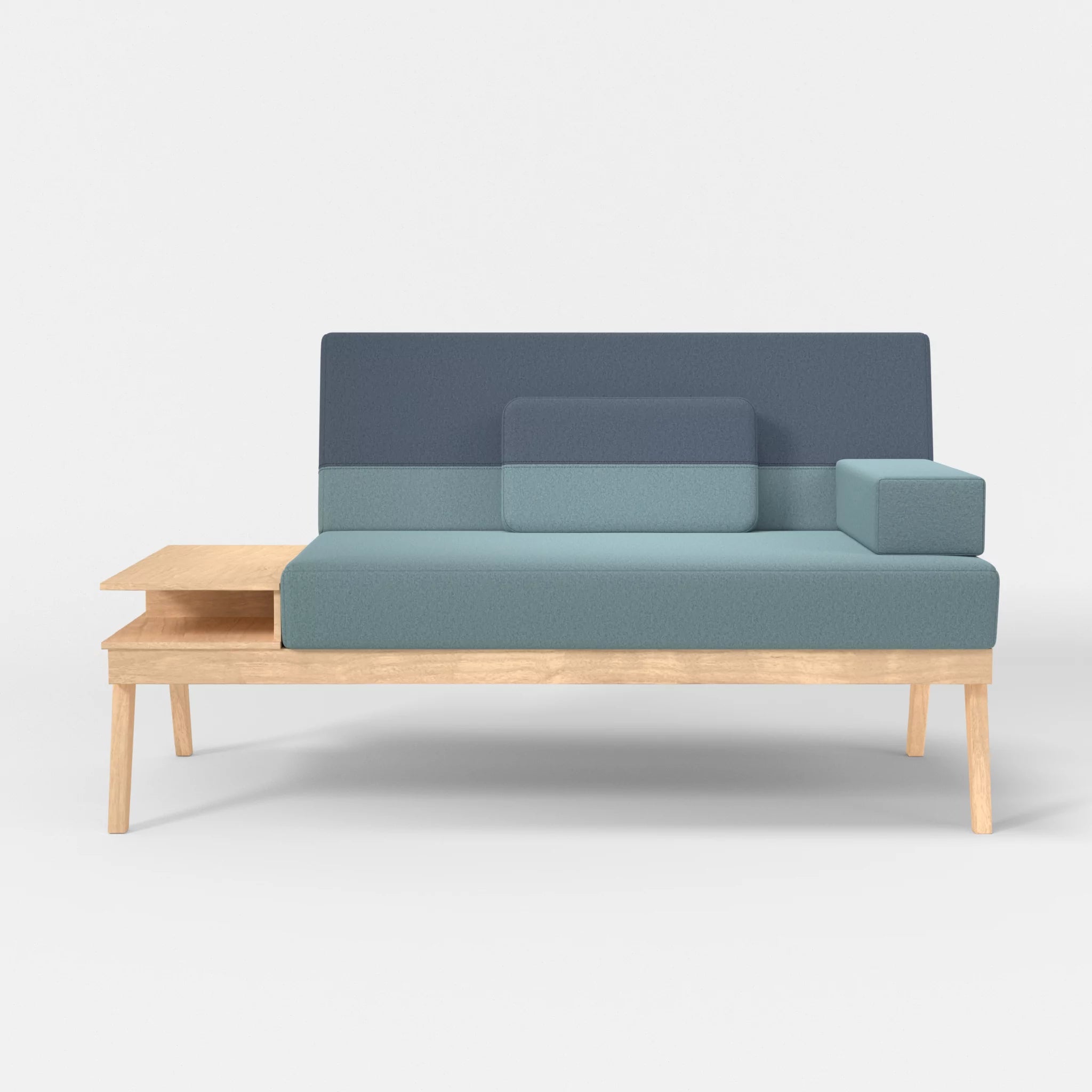 2er Sitzsofa Bauz mit Ablage links dama0016-dama0075 in Hellblau und Blau von vorne