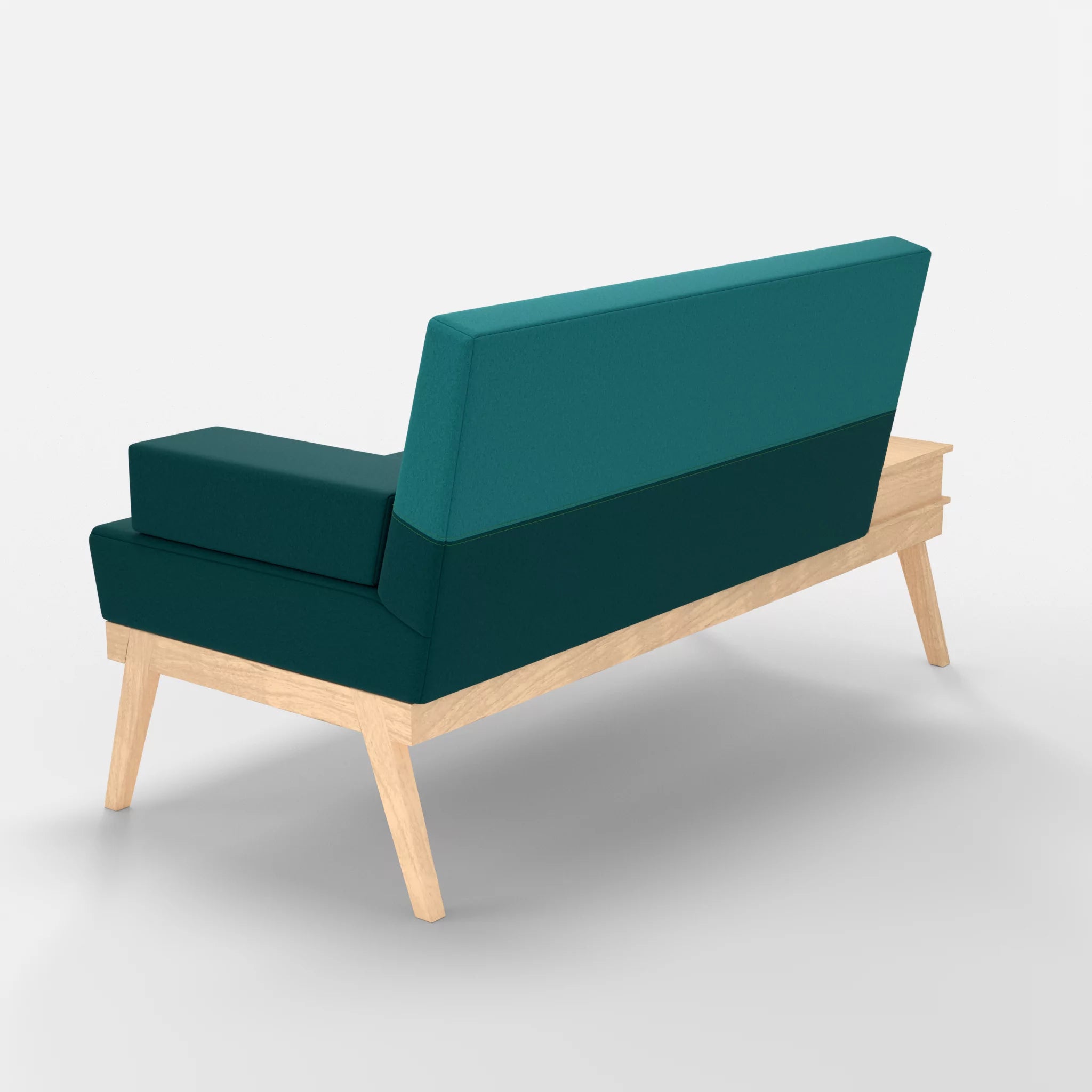 2er Sitzsofa Bauz mit Ablage links dama0018-dama0076 in Türkis und Türkis von hinten