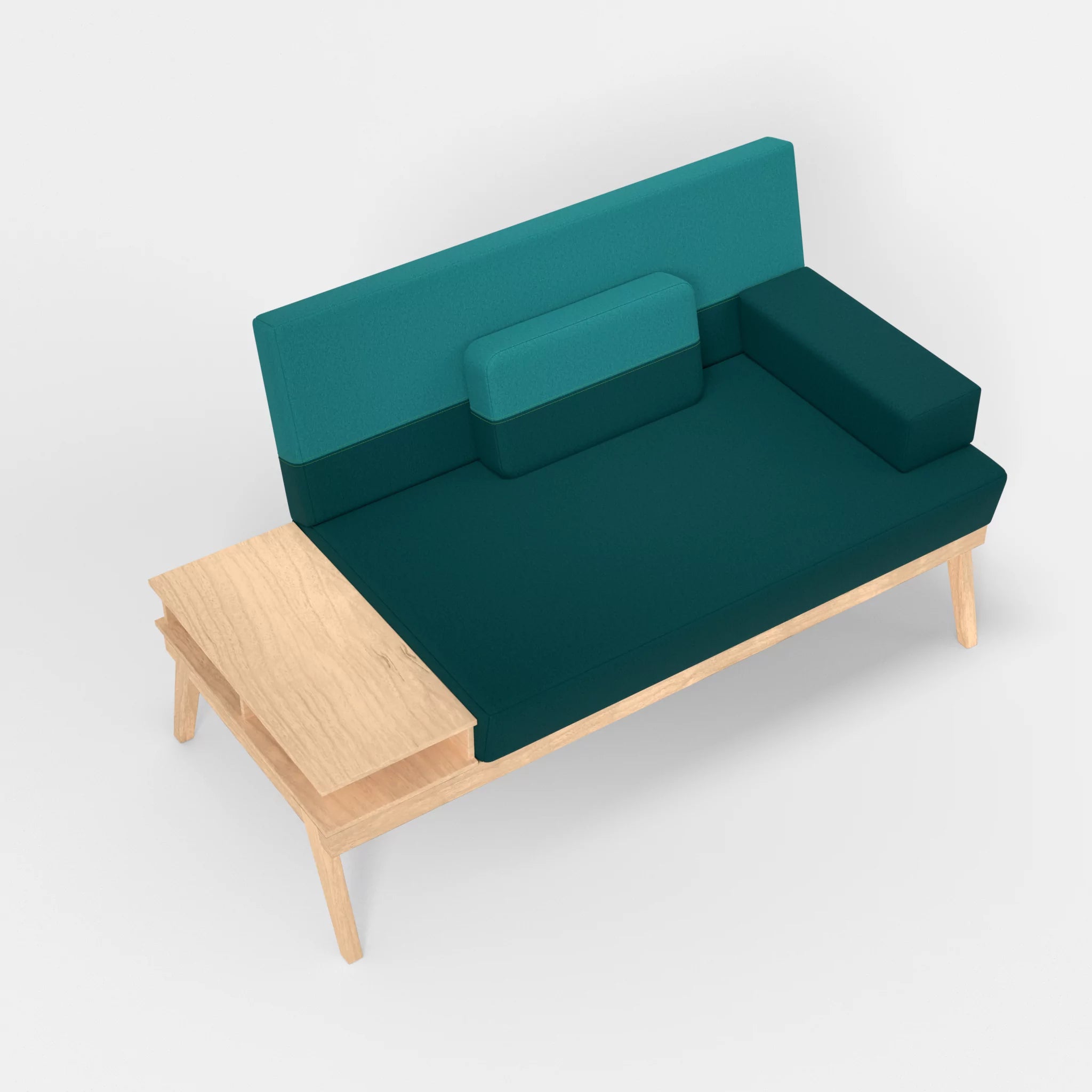 2er Sitzsofa Bauz mit Ablage links dama0018-dama0076 in Türkis und Türkis von oben
