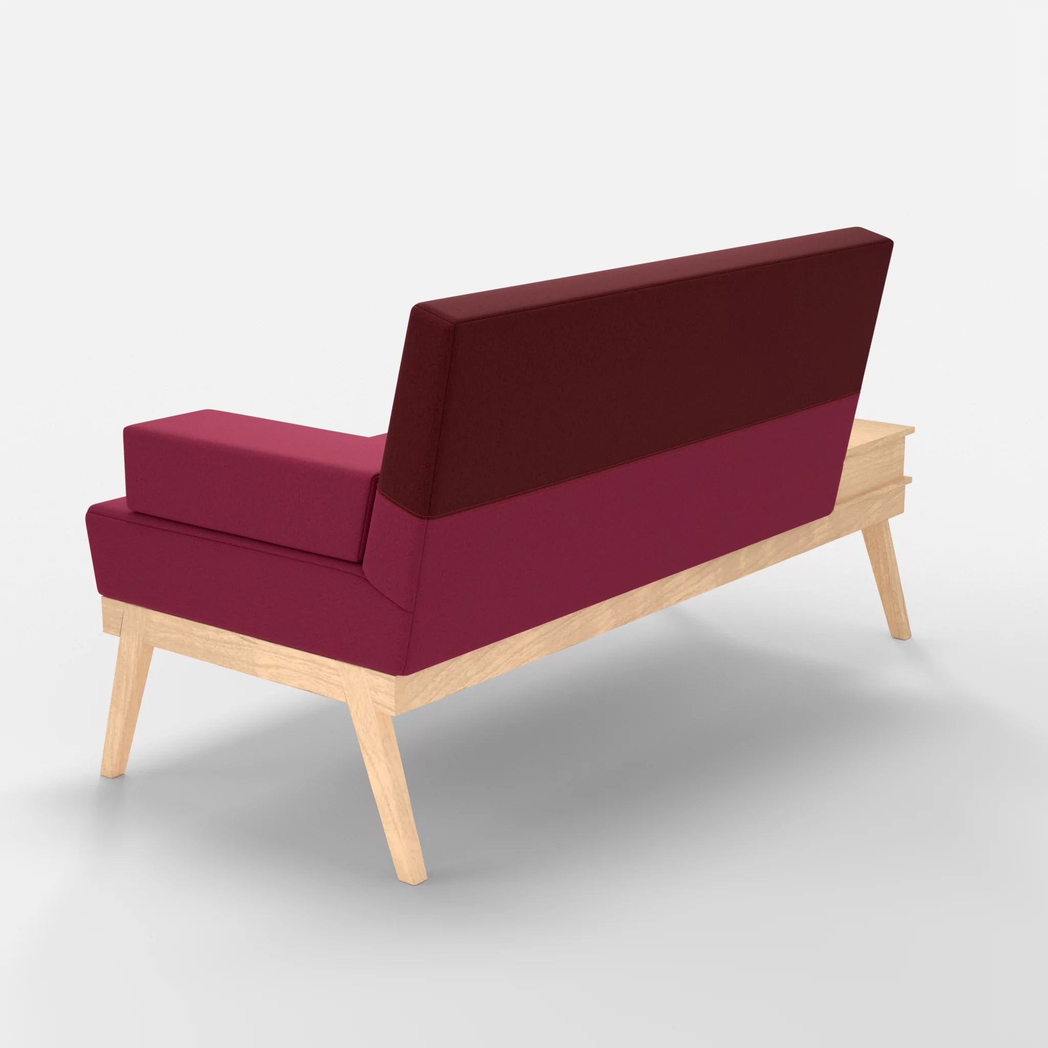2er Sitzsofa Bauz mit Ablage links dama0034-dama0050 in Bordeaux und Fuchsia von hinten