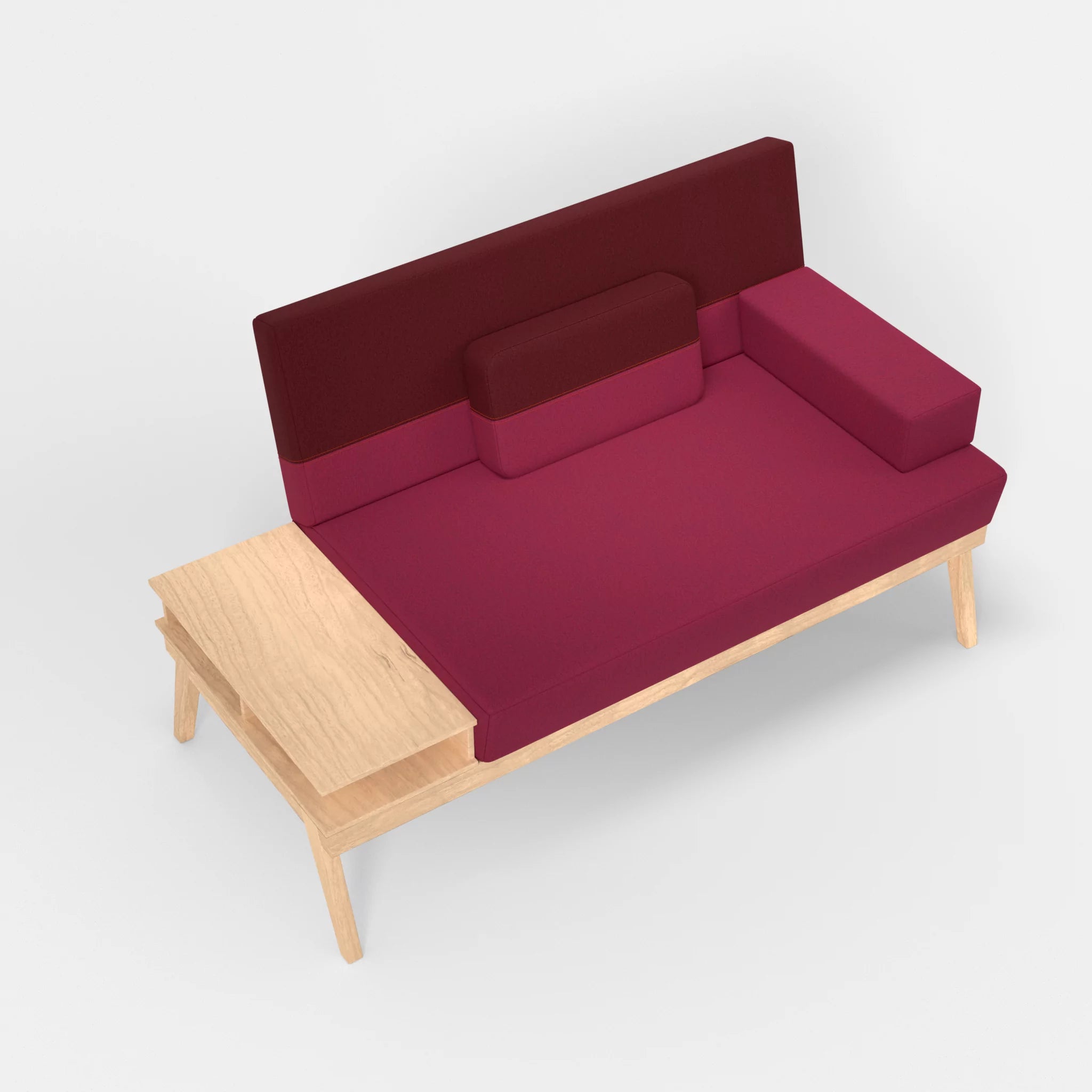 2er Sitzsofa Bauz mit Ablage links dama0034-dama0050 in Bordeaux und Fuchsia von oben