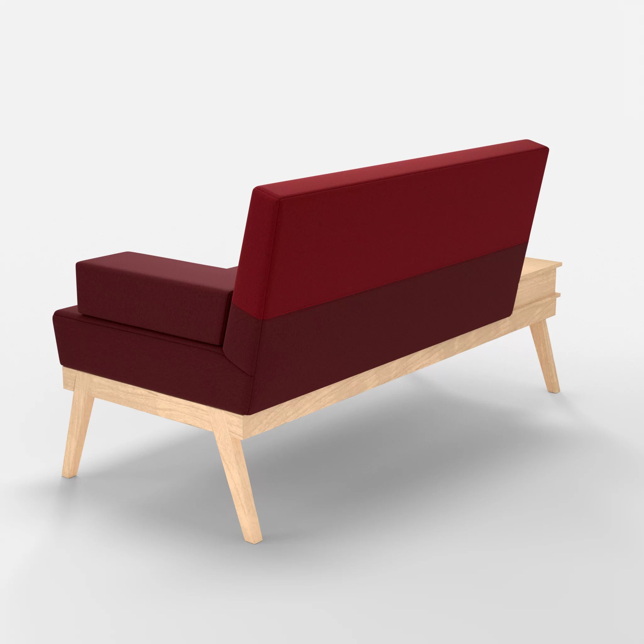 2er Sitzsofa Bauz mit Ablage links dama0034-dama0053 in Bordeaux und Rot von hinten