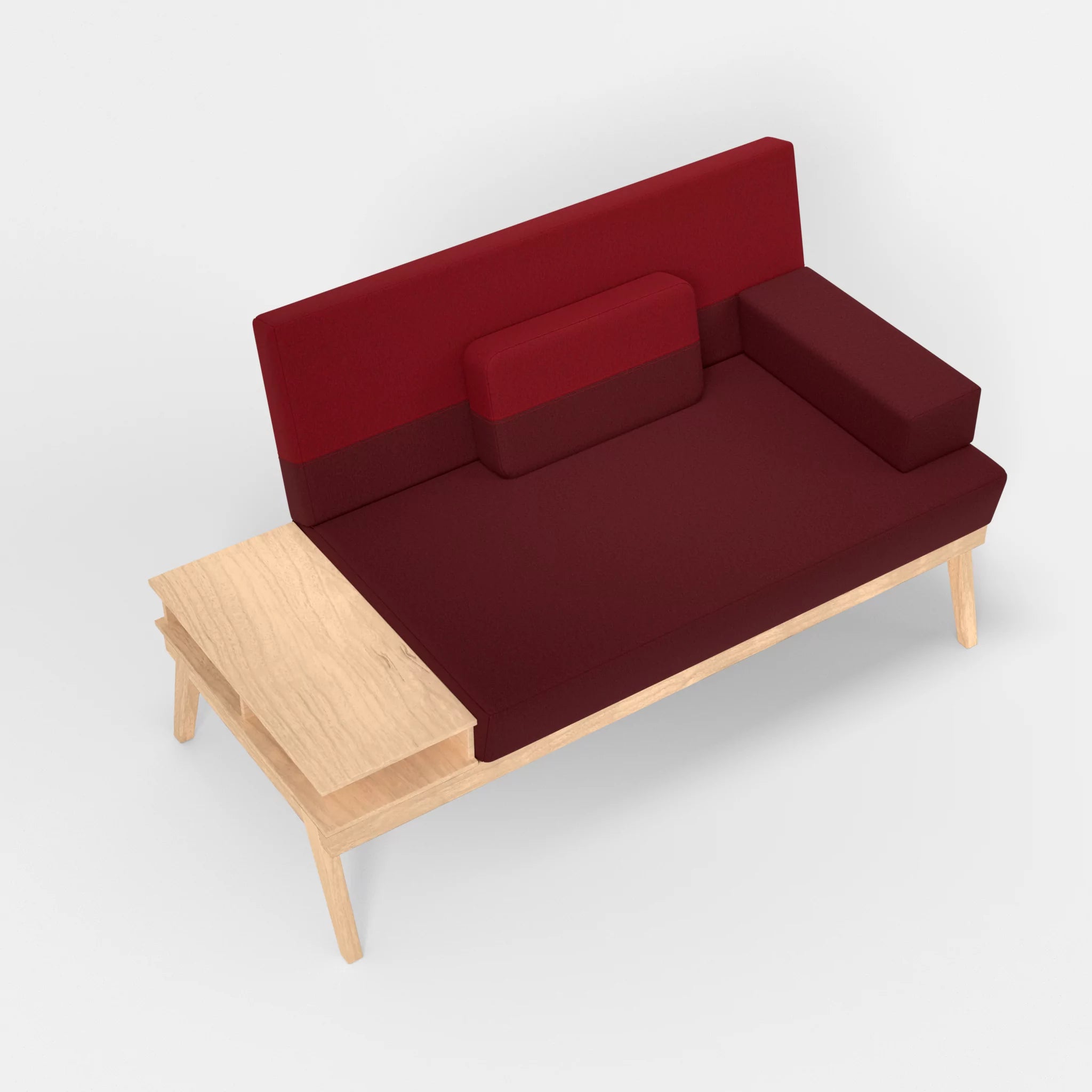 2er Sitzsofa Bauz mit Ablage links dama0034-dama0053 in Bordeaux und Rot von oben
