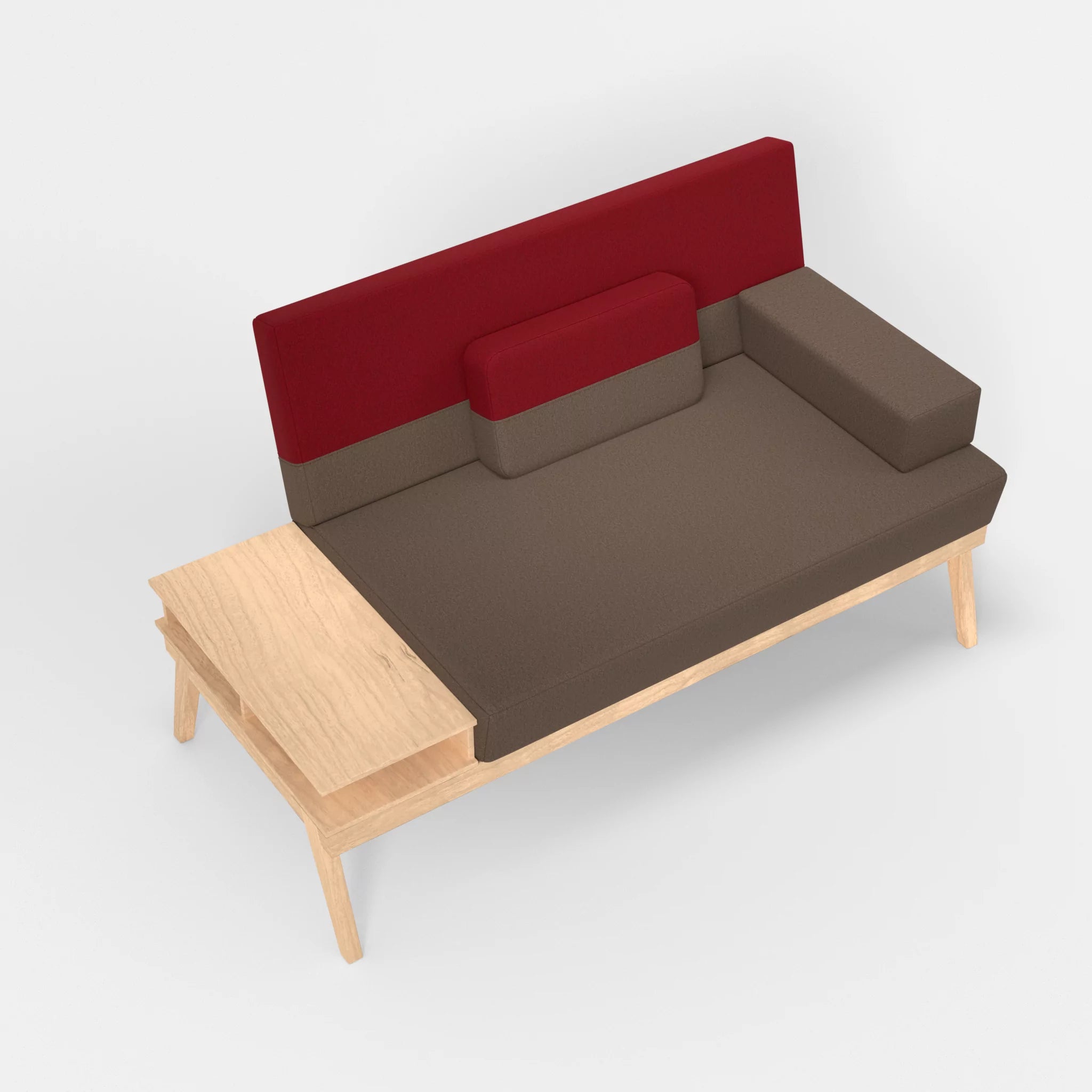 2er Sitzsofa Bauz mit Ablage links dama0051-dama0053 in Braun und Rot von oben