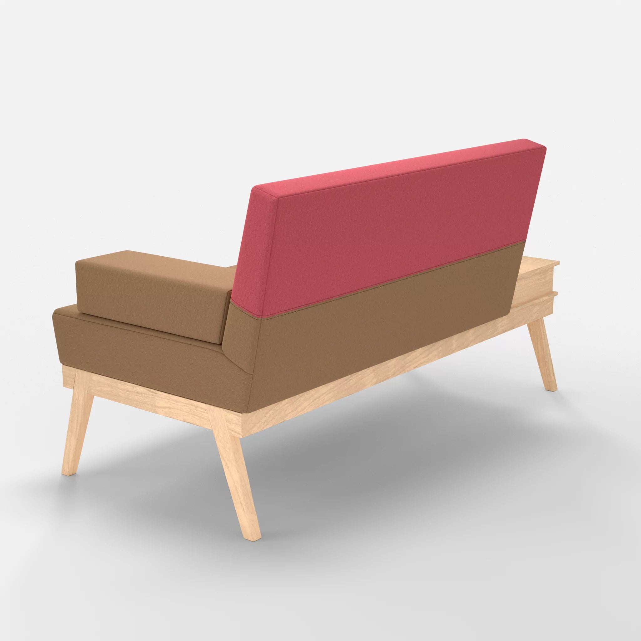 2er Sitzsofa Bauz mit Ablage links dama0056-dama0083 in Beige und Pink von hinten