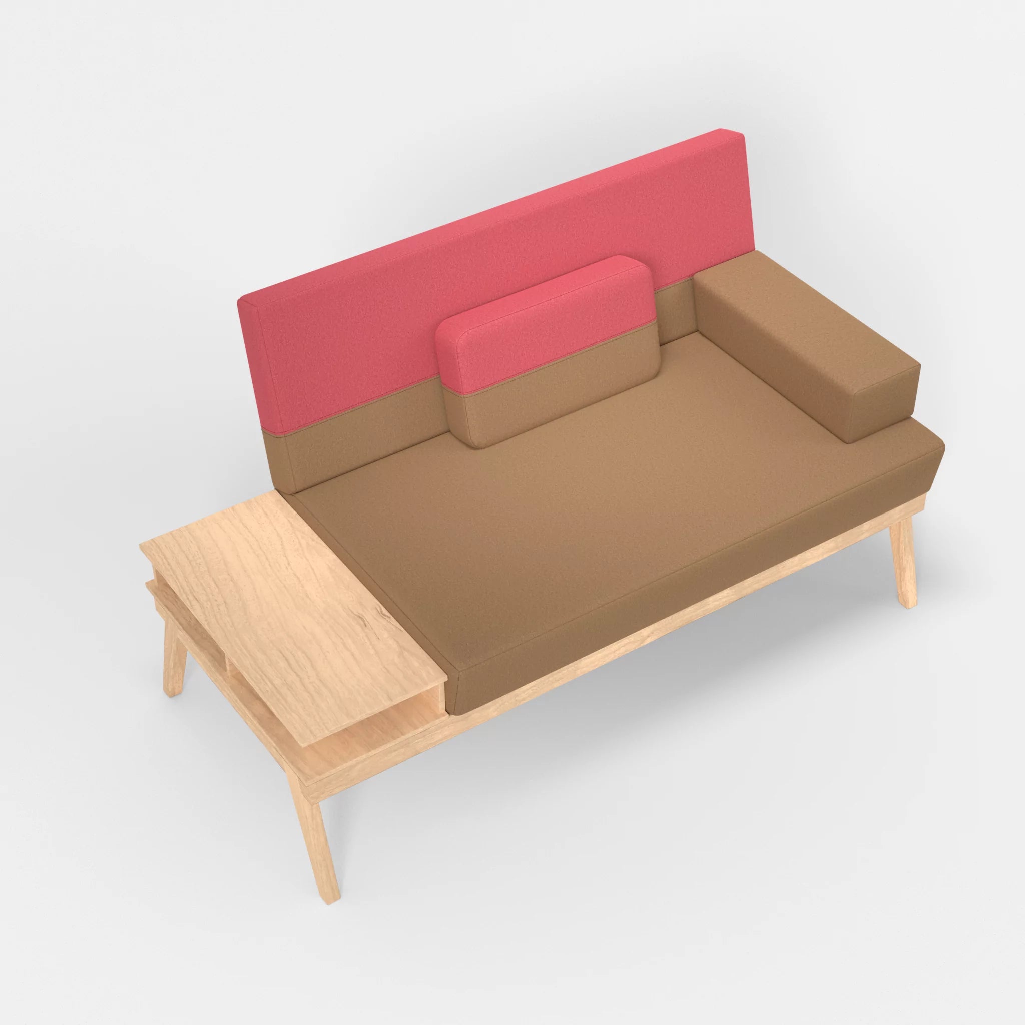 2er Sitzsofa Bauz mit Ablage links dama0056-dama0083 in Beige und Pink von oben