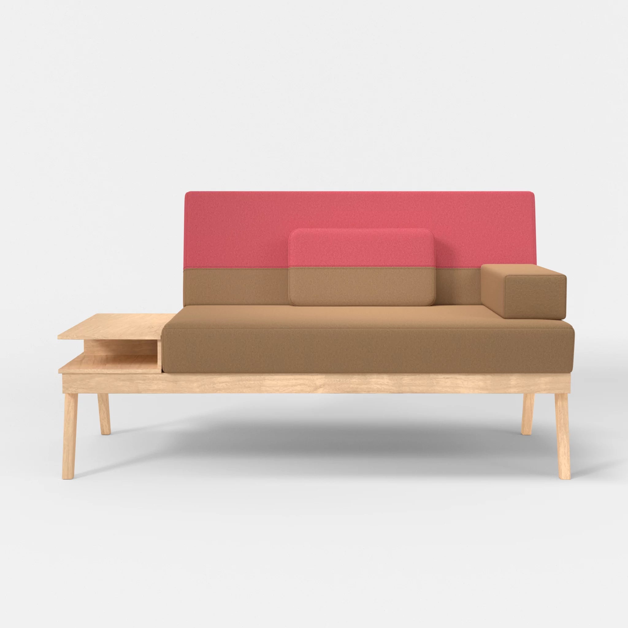 2er Sitzsofa Bauz mit Ablage links dama0056-dama0083 in Beige und Pink von vorne